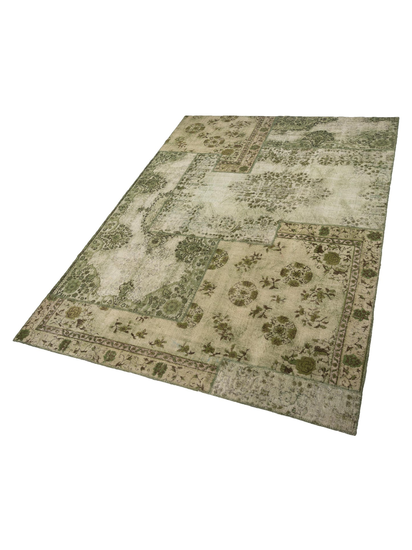 Turkish Vestige Patchwork 146030 Green 10x13.11 Hand Knotted Rug