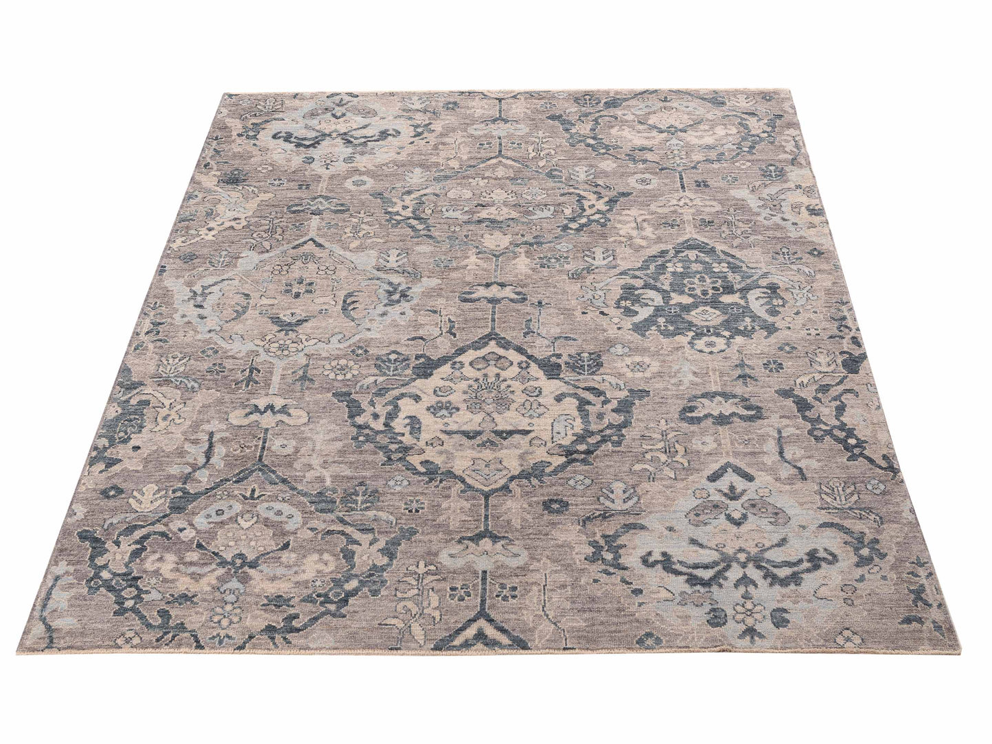 Angora Oushak 156162 Gray Blue 8.1x9.10 Hand Knotted Rug