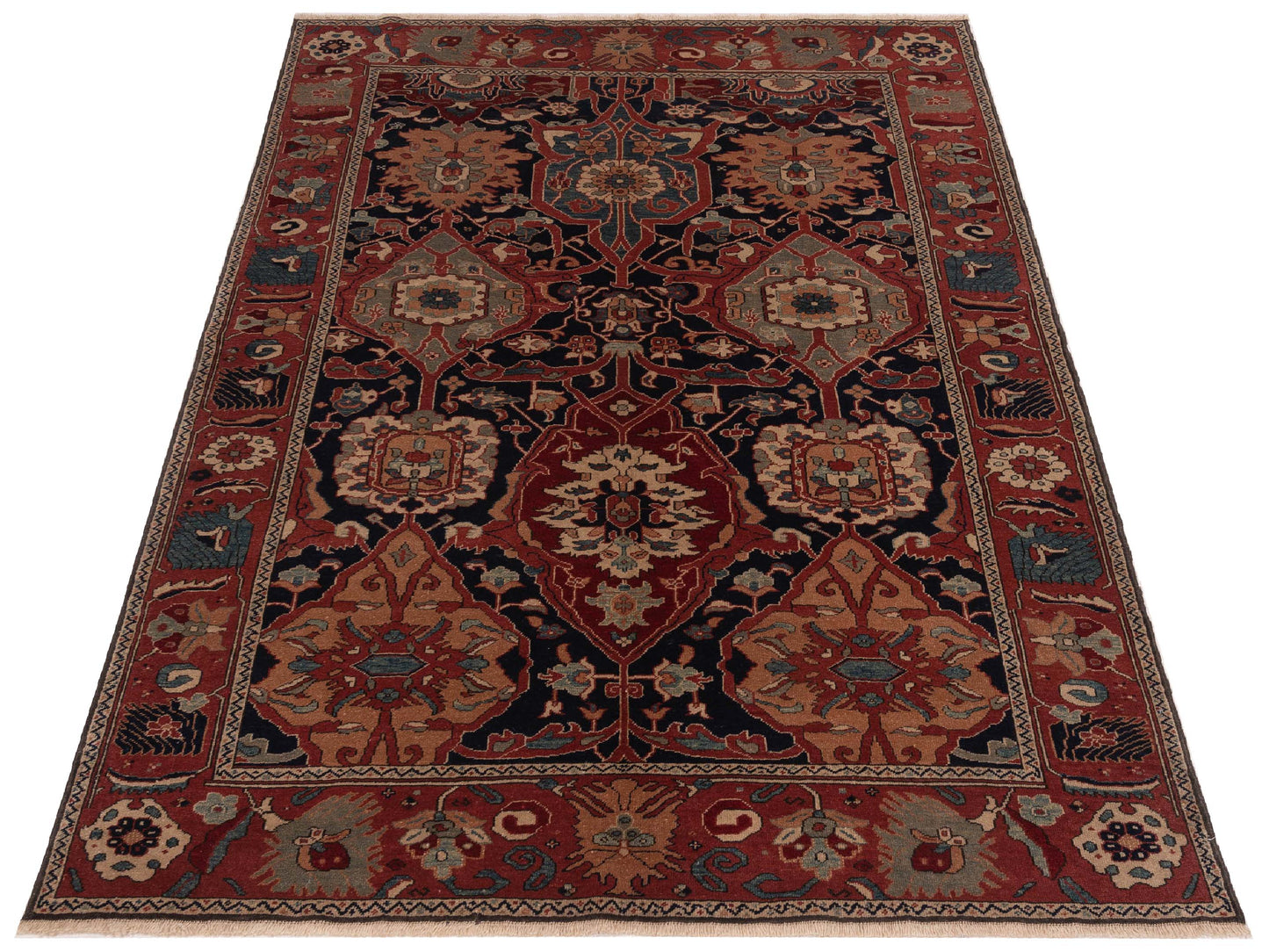 Antique Loom 147375 Navy Rust 5.9x8.2 Hand Knotted Rug