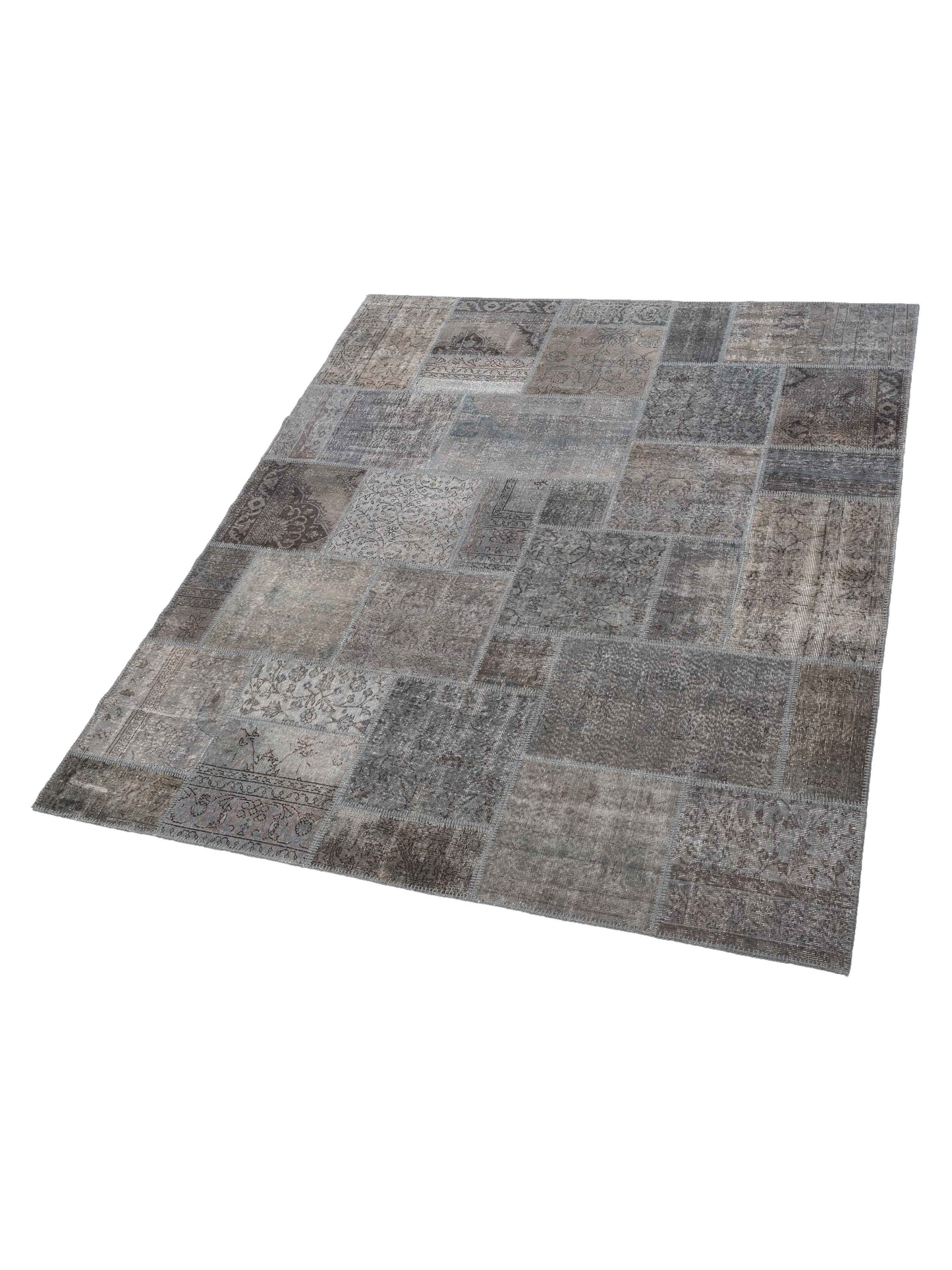 Turkish Vestige Patchwork 142764 Gray 8.3x9.10 Hand Knotted Rug