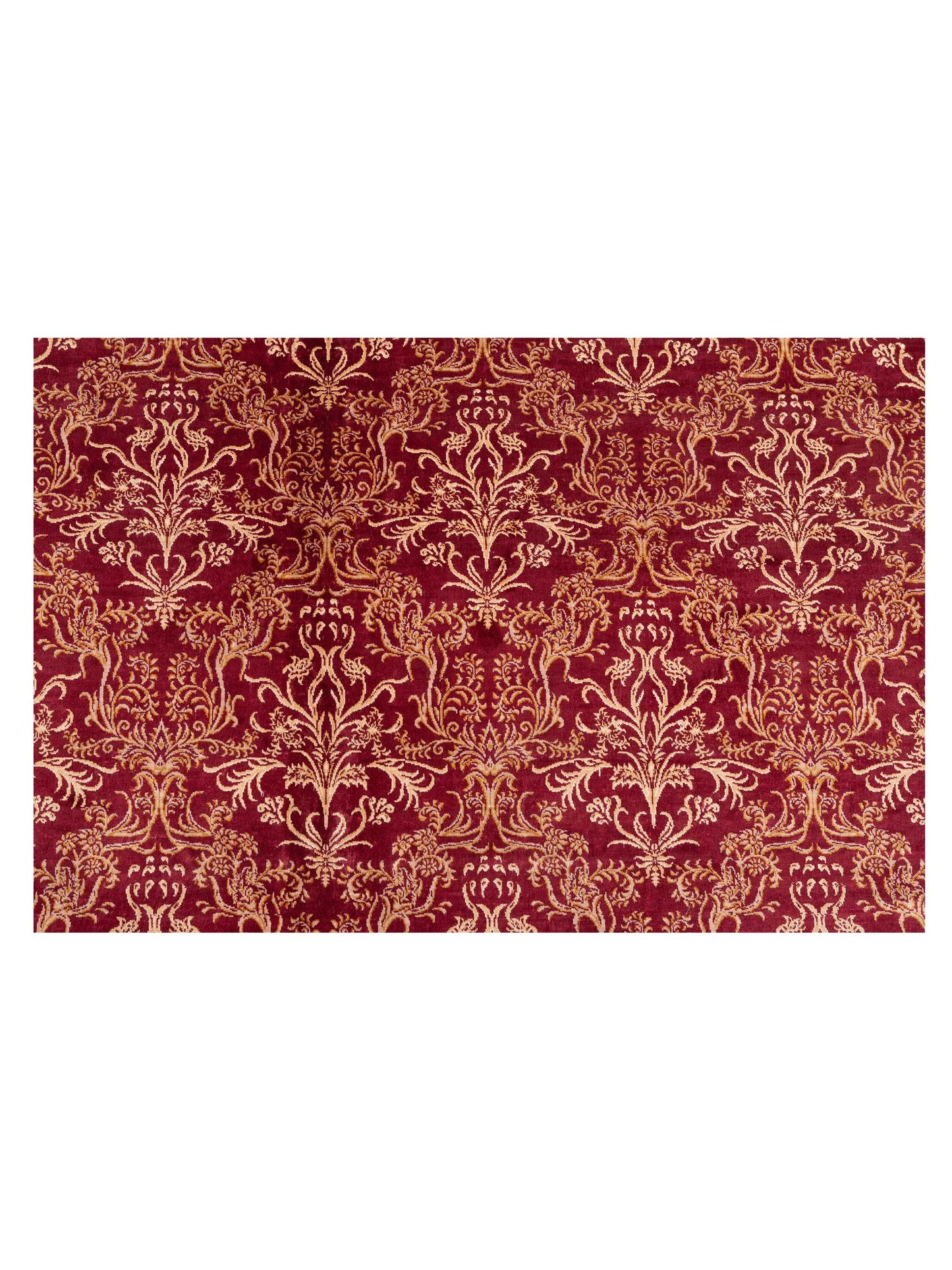 Pure Silk 113777 Red Ivory 9.1x12.7 Hand Knotted Rug