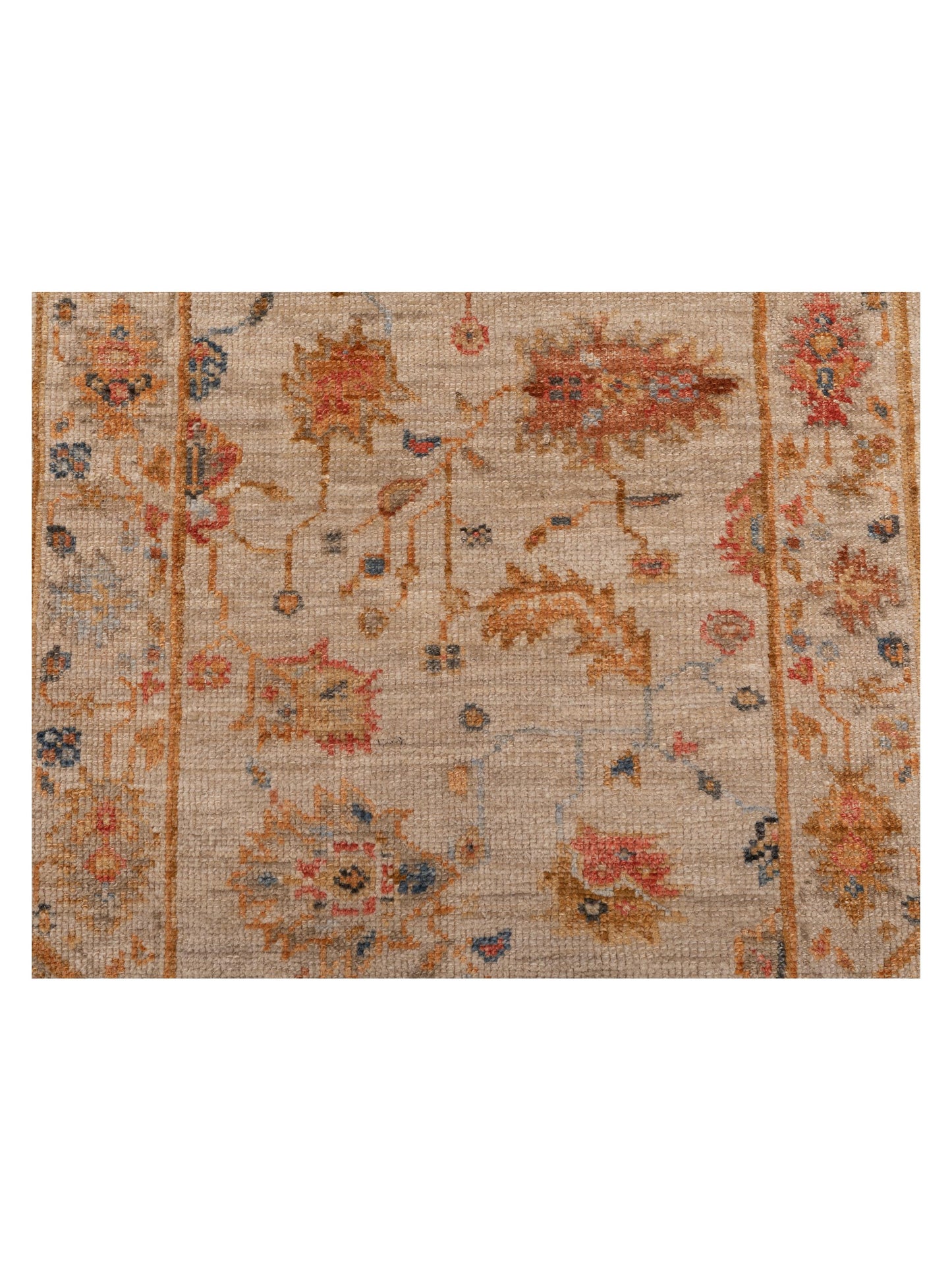 Angora Oushak 146486 Ivory Ivory 2.7x15.6 Hand Knotted Rug