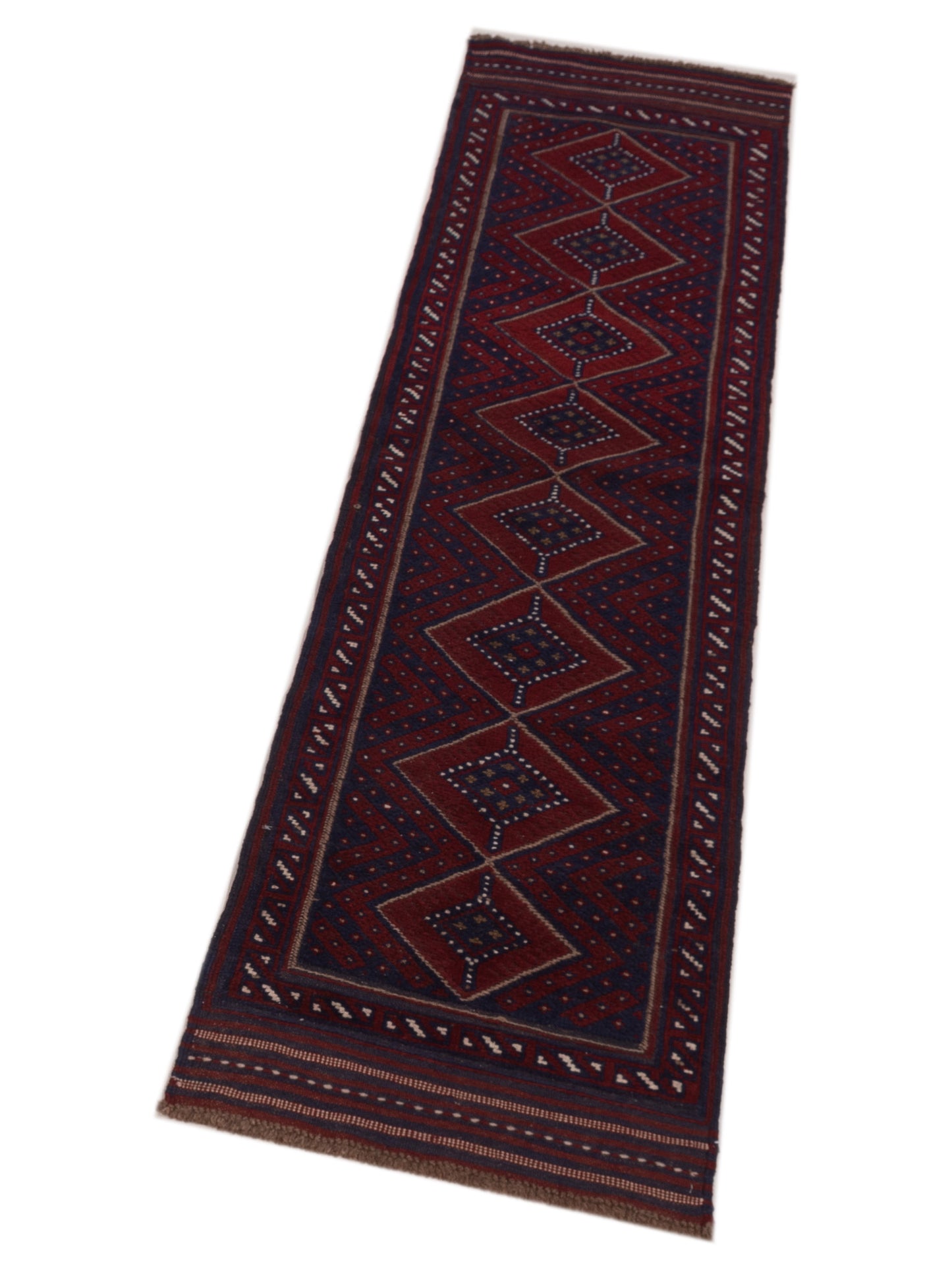 Afghan Soumak 146653 Red Navy 2x8.2 Hand Woven Rug