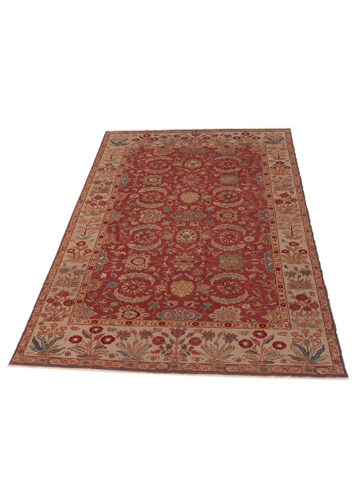 Antique Loom 104522 Red Cream 9.4x13.3 Hand Knotted Rug