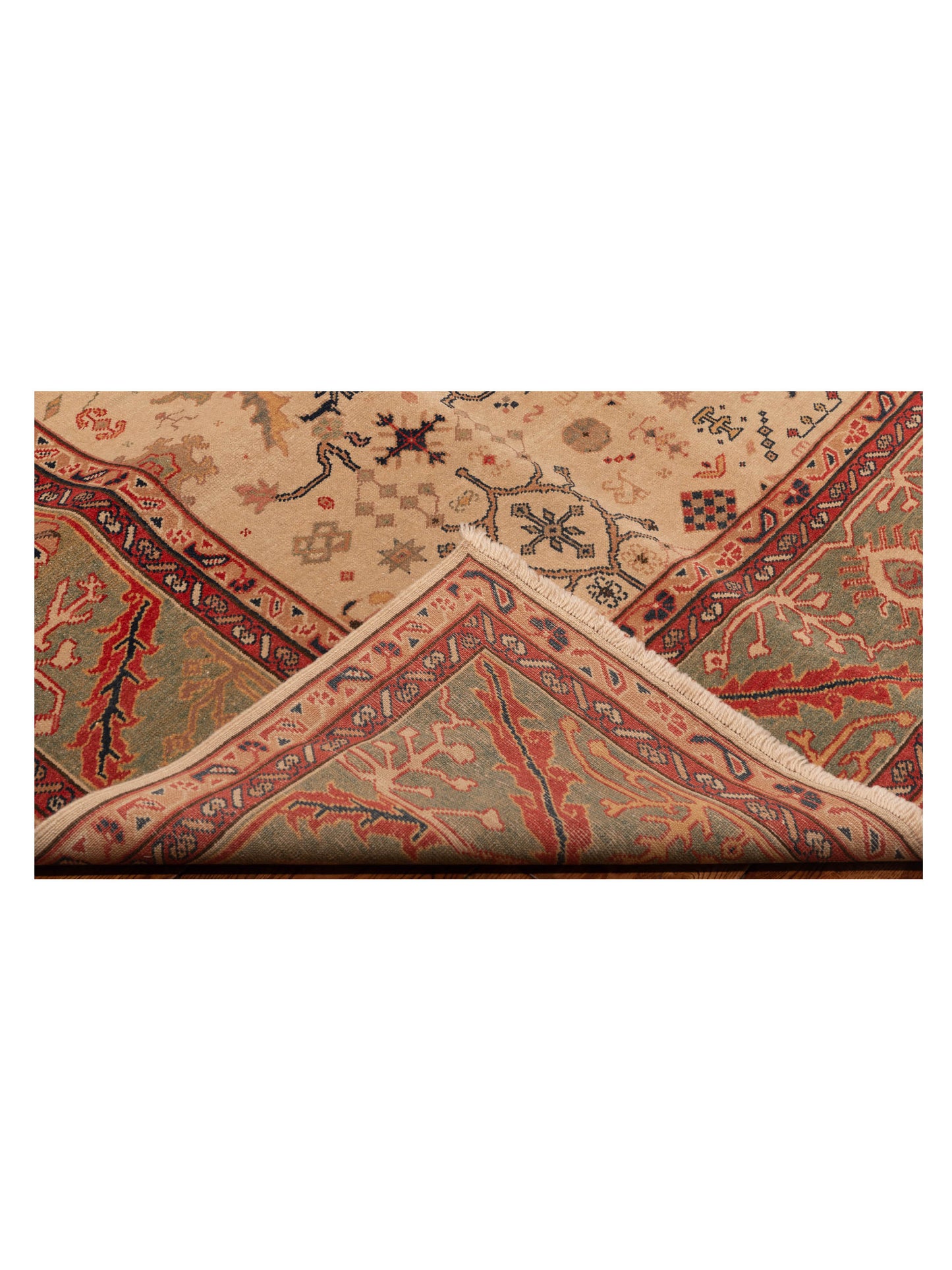 Antique Loom 147369 Ivory Green 6.8x8.4 Hand Knotted Rug
