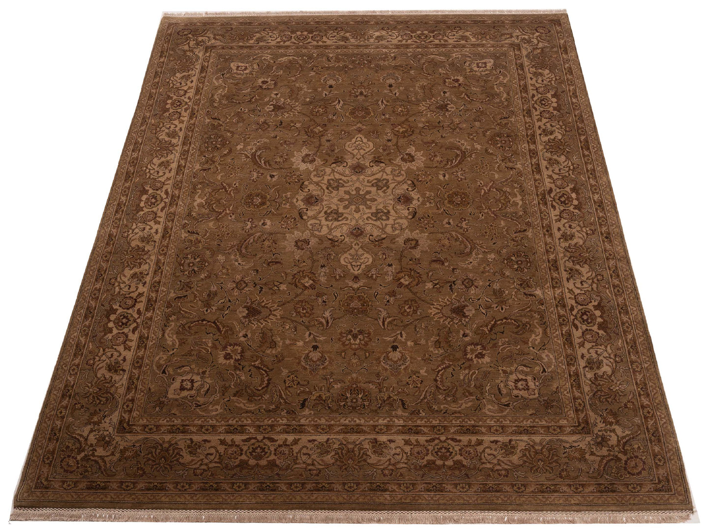 Crown 81669 Green Green 9.3x12.6 Hand Knotted Rug
