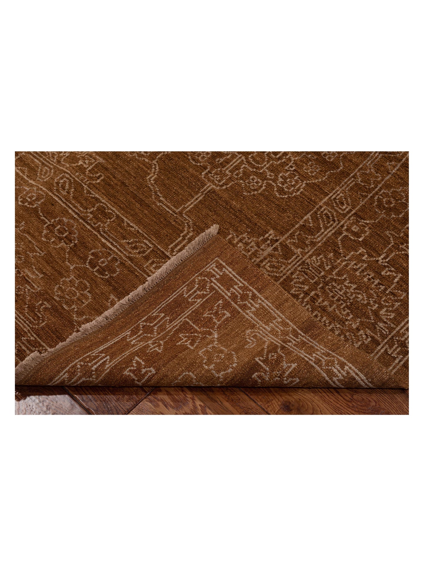 Defne Ruby Brown Silver 6.2x9 Hand Knotted Rug