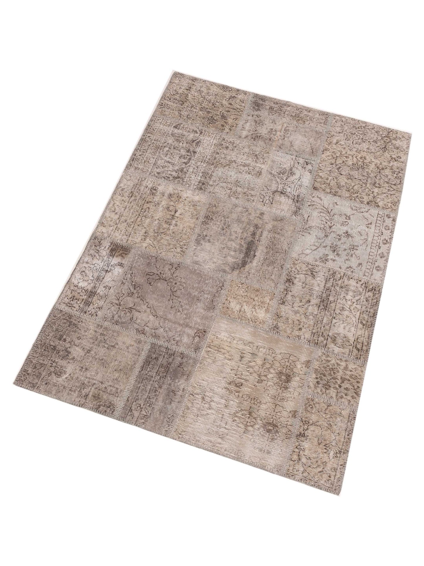 Turkish Vestige Patchwork 125475 Gray 5x7.11 Hand Knotted Rug