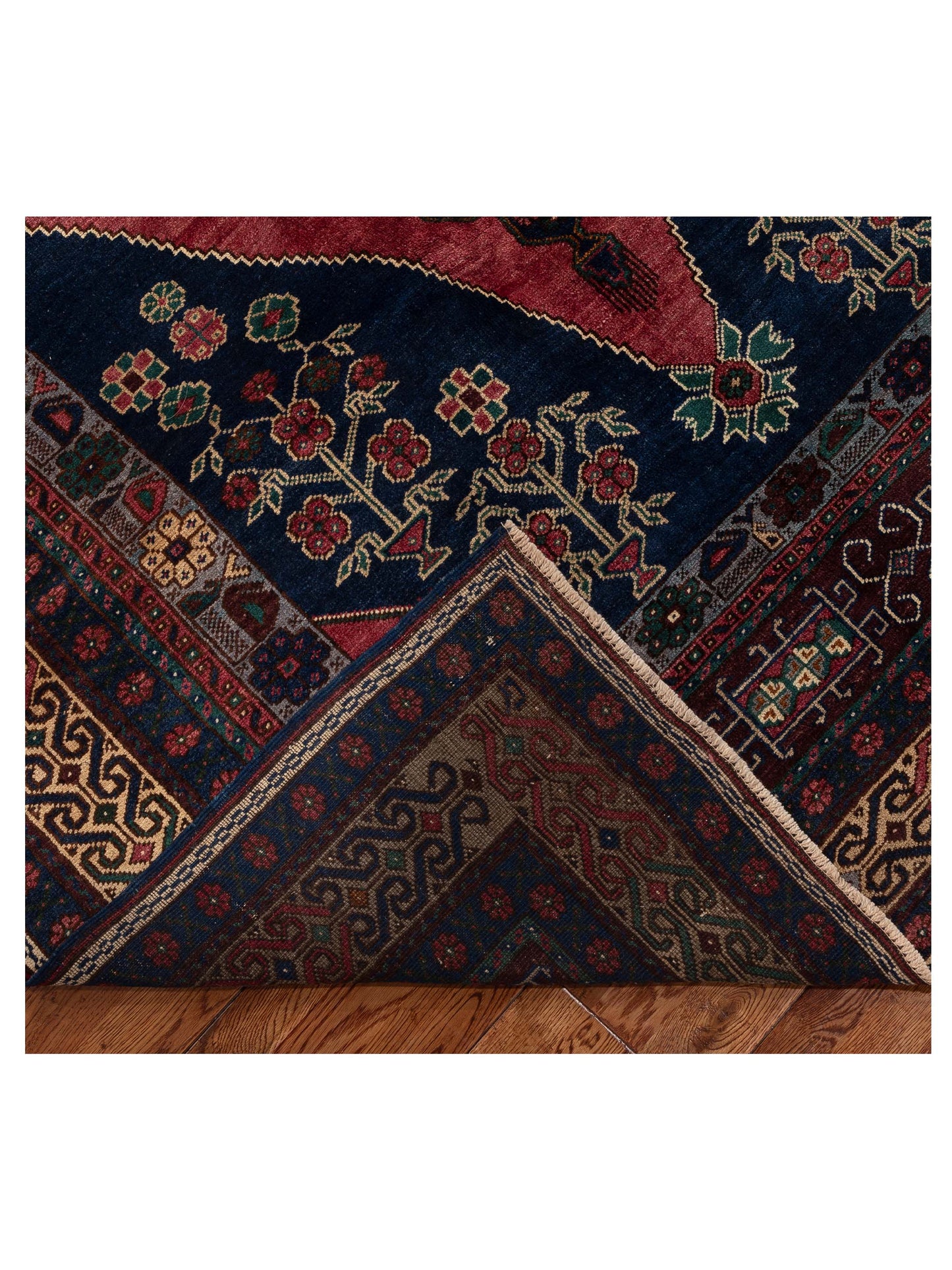 Old Anatolian 154121 Red Blue 6.1x11.1 Hand Knotted Rug