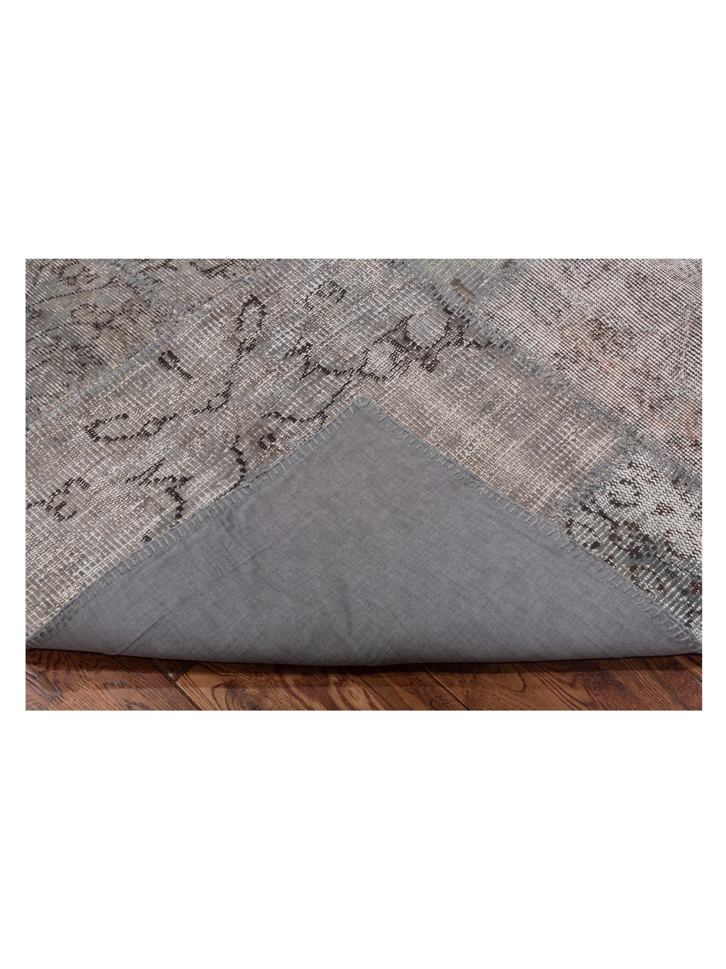 Turkish Vestige Patchwork 128948 Gray 5x8 Hand Knotted Rug