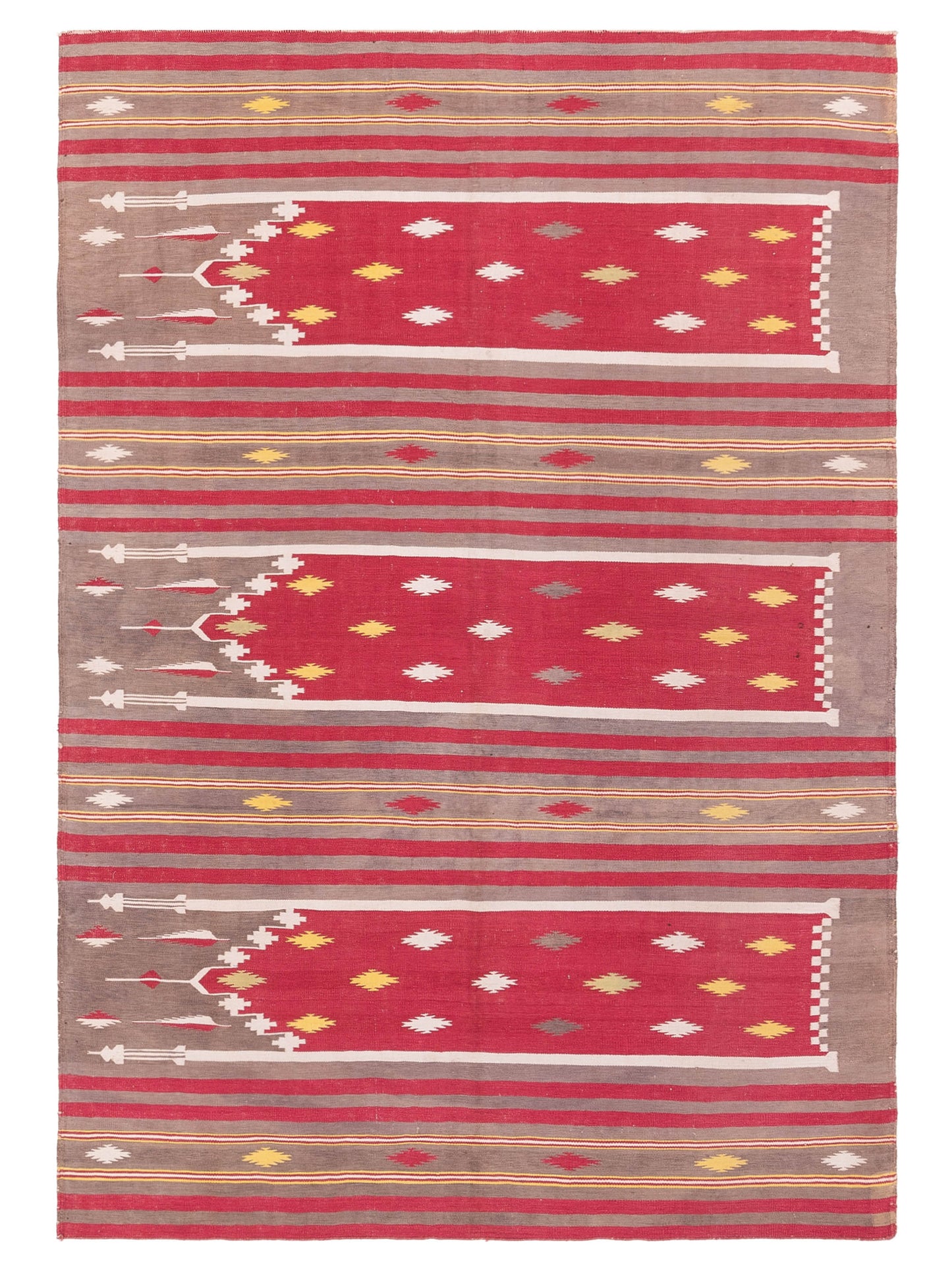 Nomad Old Afghan Dhurrie  Red Brown Traditional