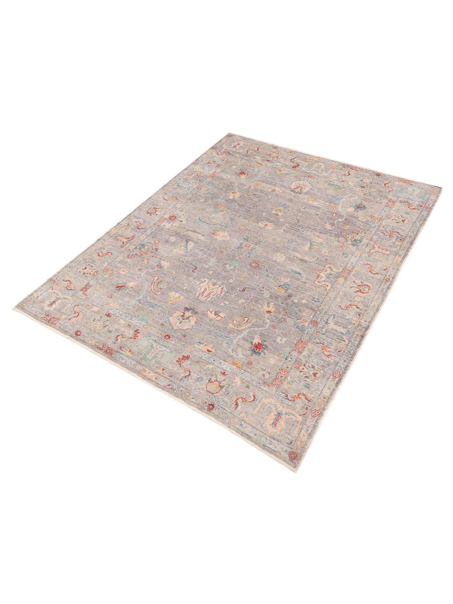 Angora Oushak 152530 Gray Gray 8.10x11.4 Hand Knotted Rug
