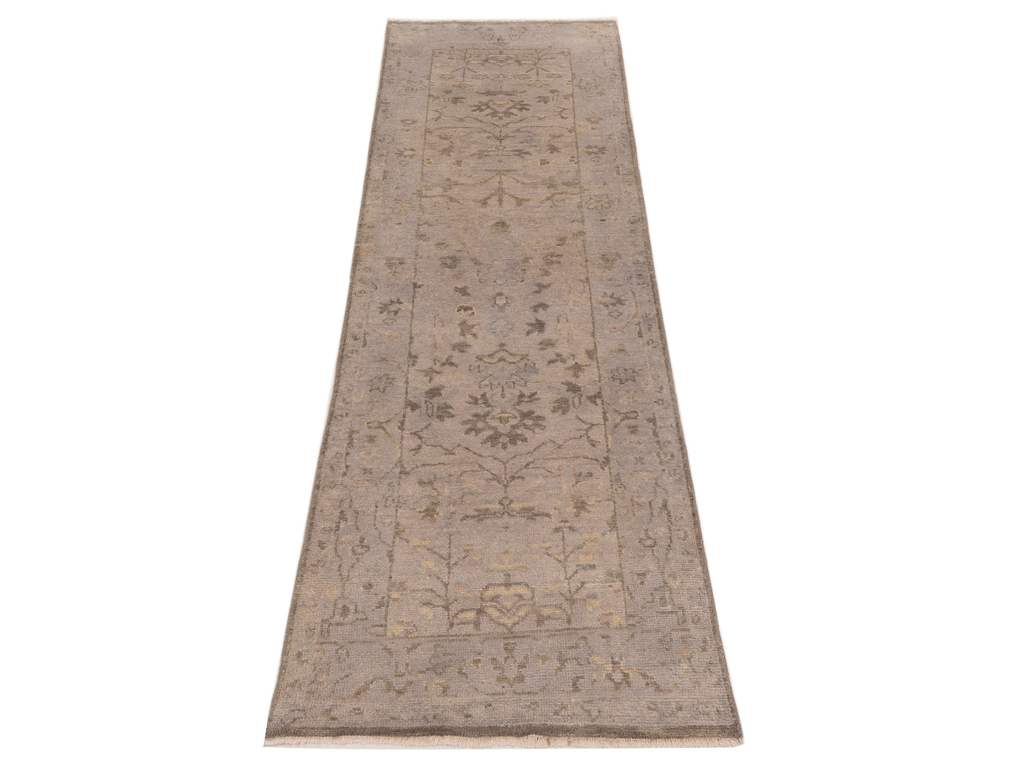 Oushak Shah 119164 Gray Gray 2.6x8 Hand Knotted Rug