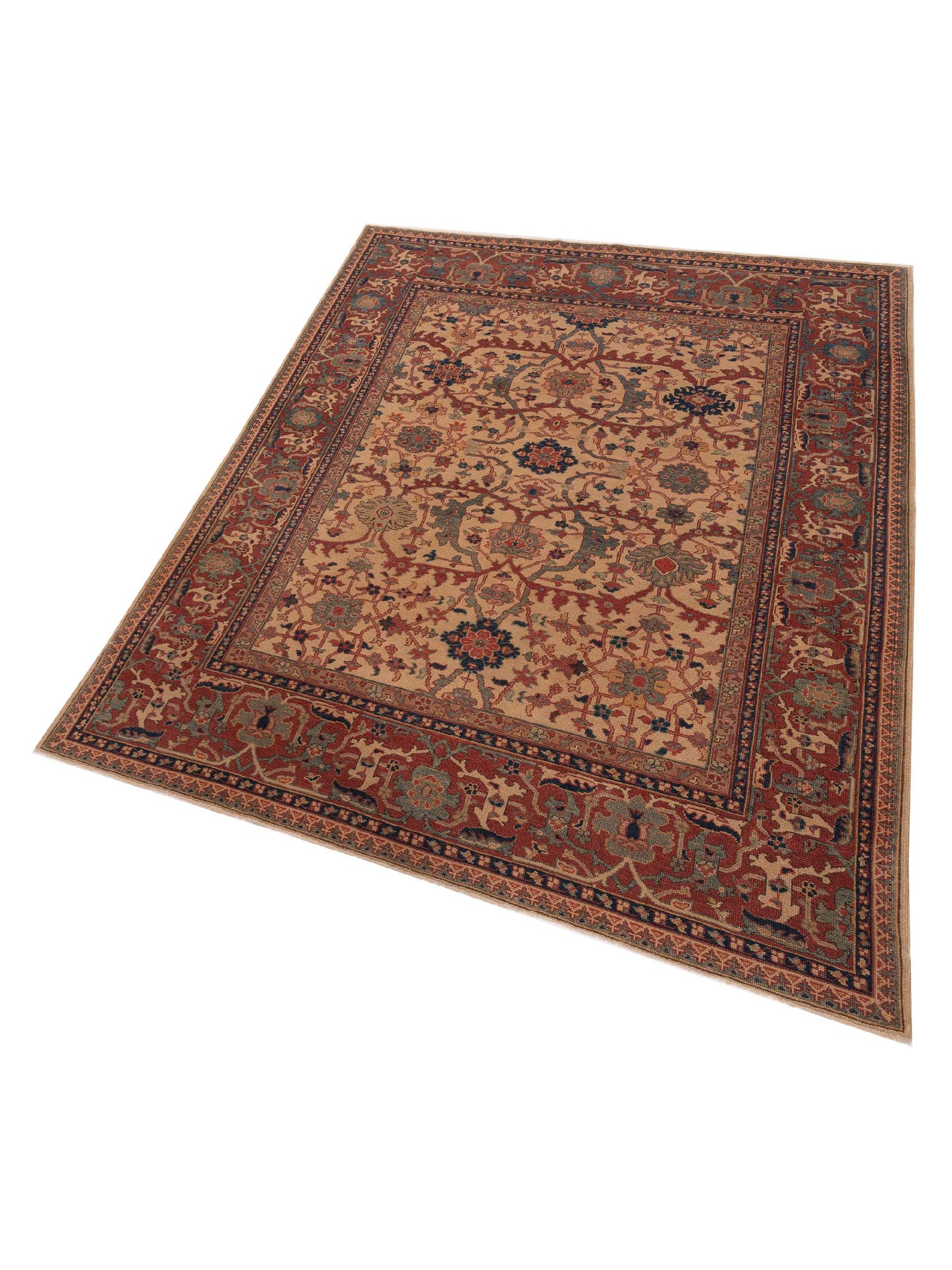 Antique Loom 147400 Ivory Red 7.2x8.11 Hand Knotted Rug