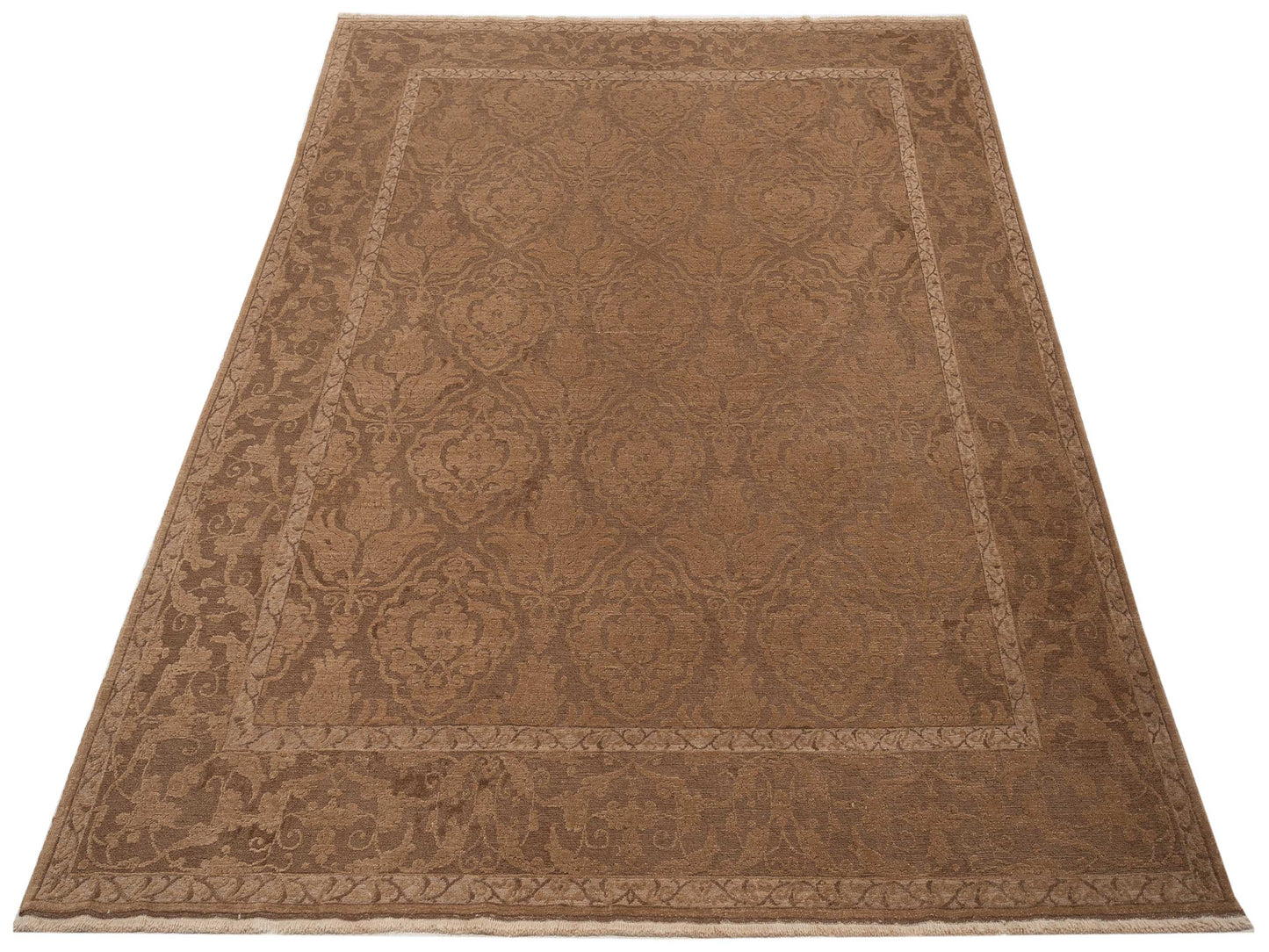 Defne Tulip Dark Brown Brown 8.3x10 Hand Knotted Rug