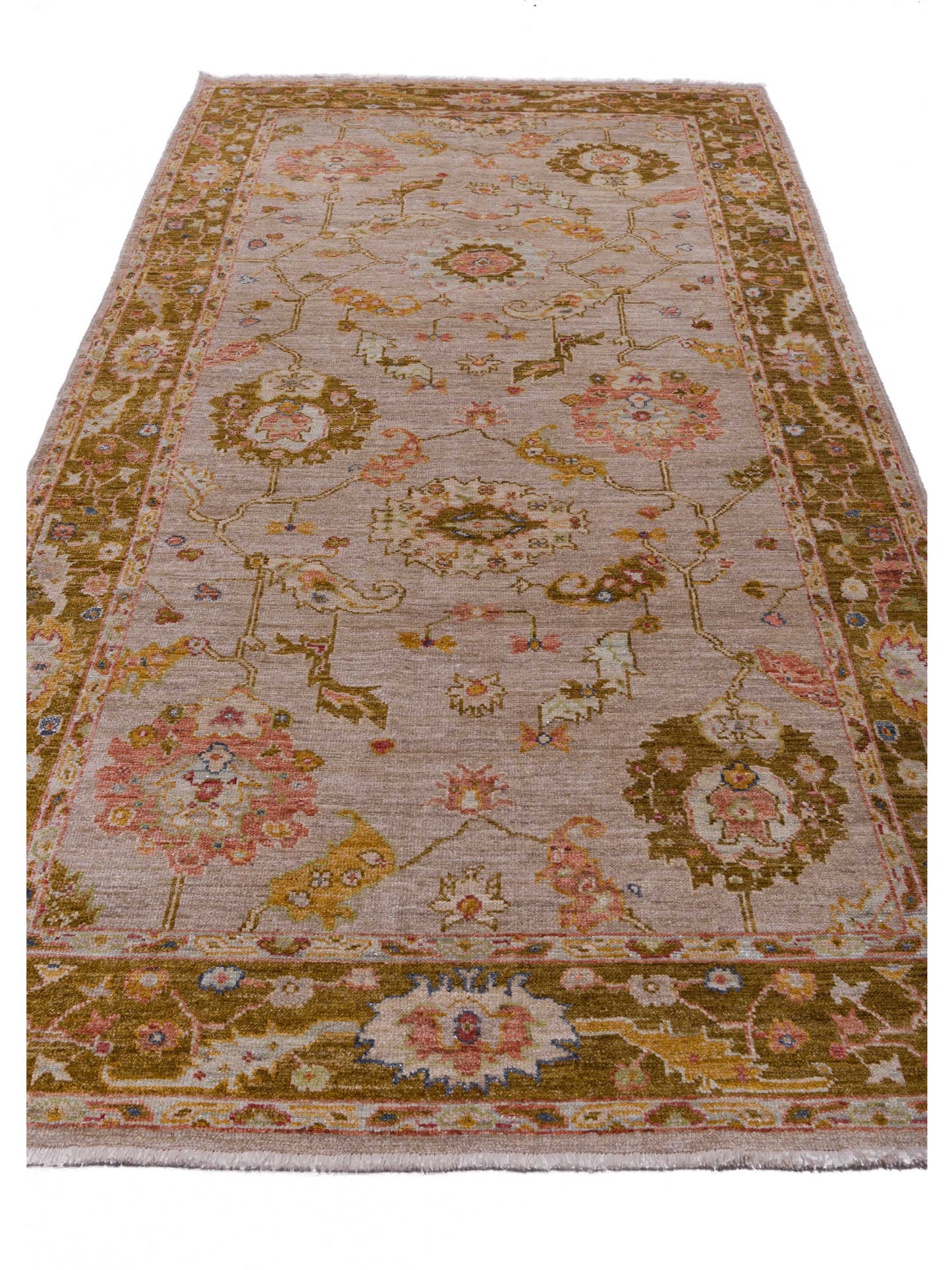 Angora Oushak 144592 Silver Mustard 6.3x12.6 Hand Knotted Rug
