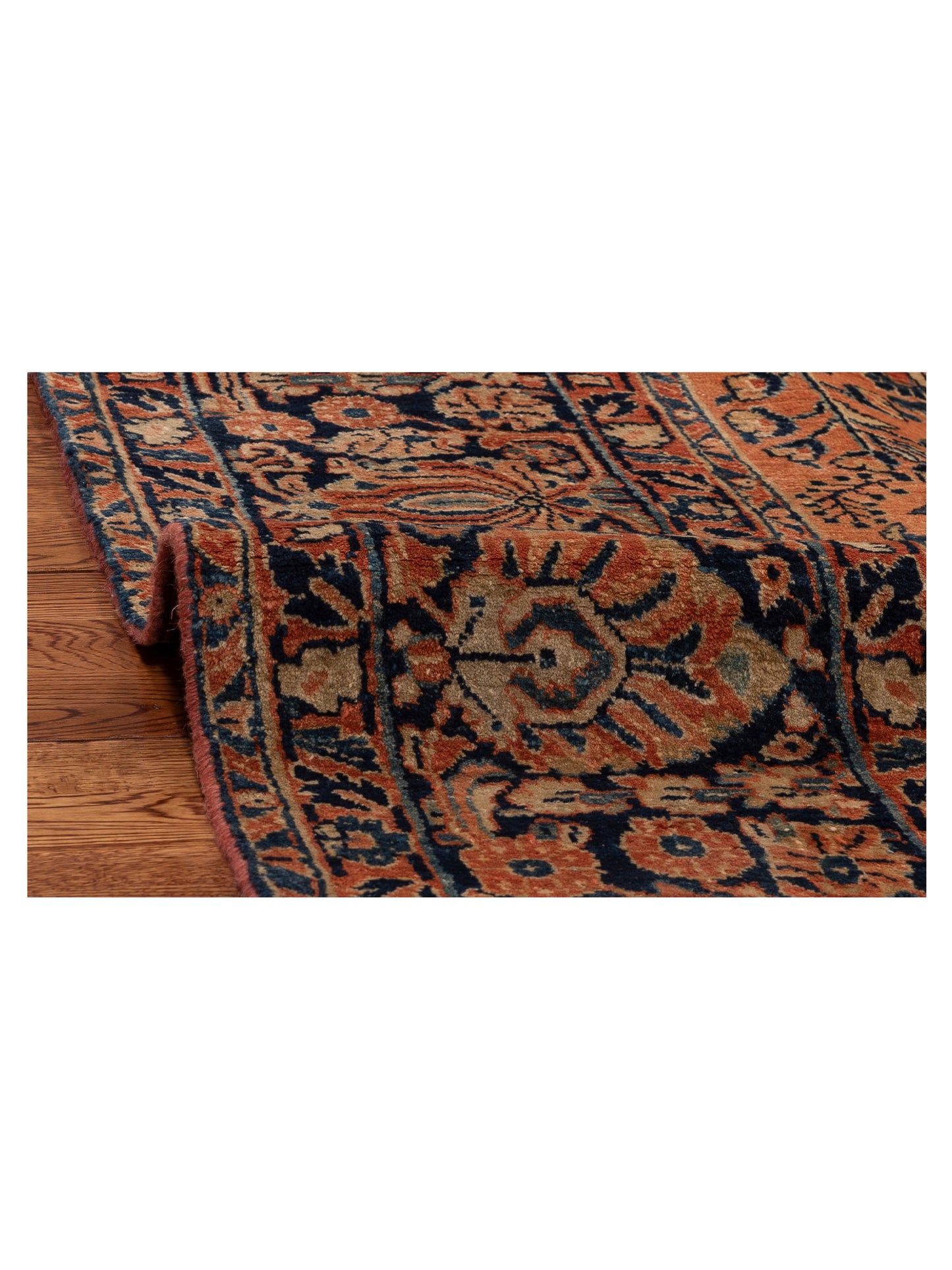 Persian 154327 Orange Blue 7.8x10.8 Hand Knotted Rug