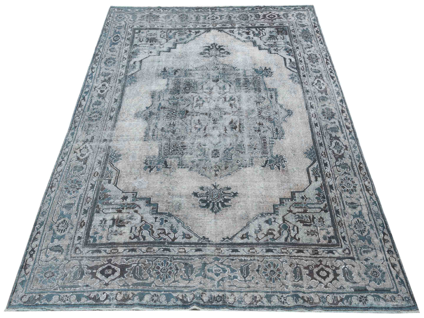 Vintage 117744 Light Blue 7.10x11 Hand Knotted Rug