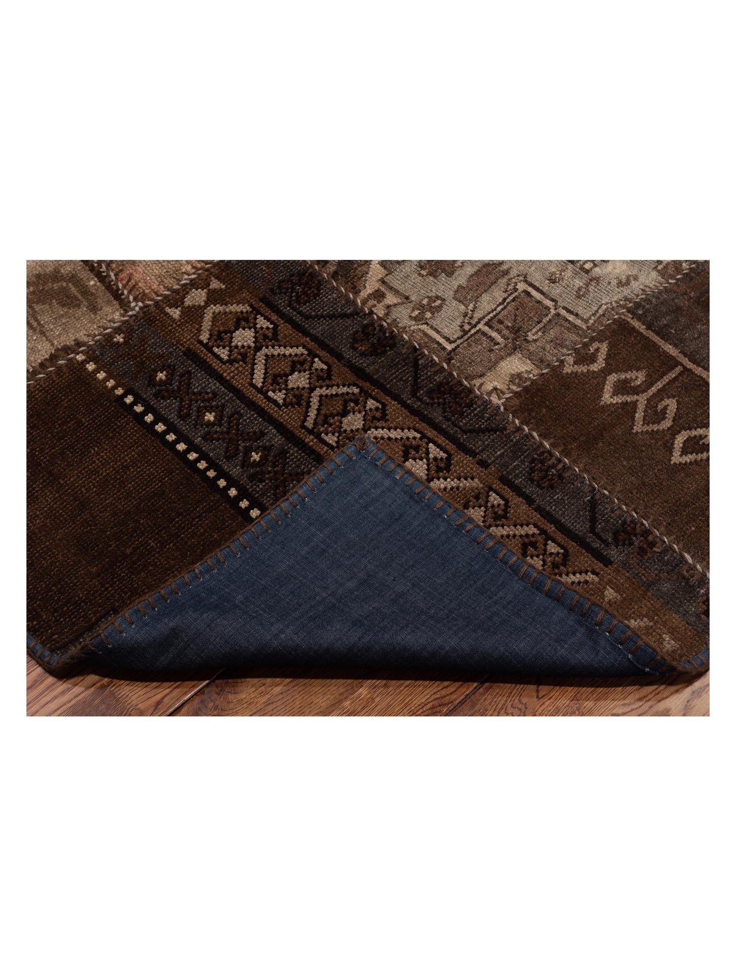 Turkish Vestige Patchwork 109011 Brown 9.10x13.2 Hand Knotted Rug