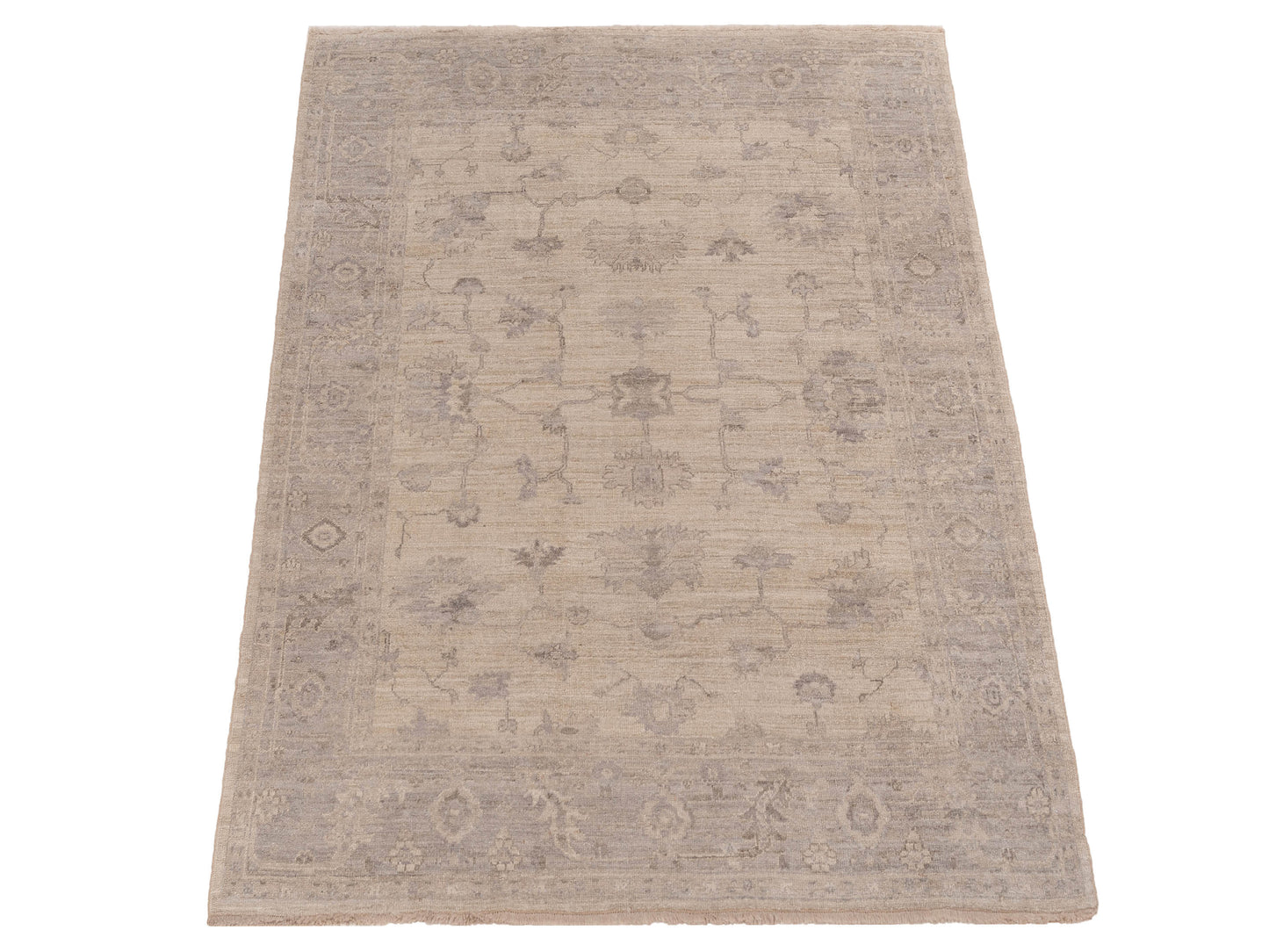 Angora Oushak 123652 Ivory Light Gray 7.8x8.7 Hand Knotted Rug