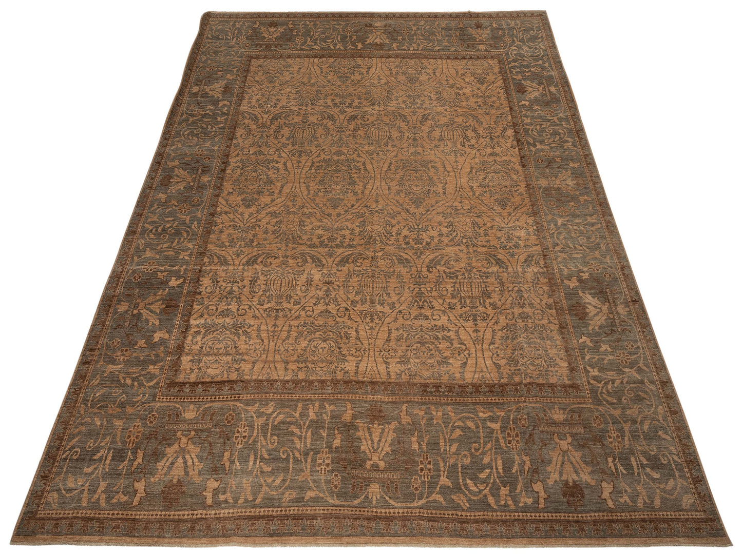 Elvan Julide Beige Green 16.7x16.7 Hand Knotted Rug