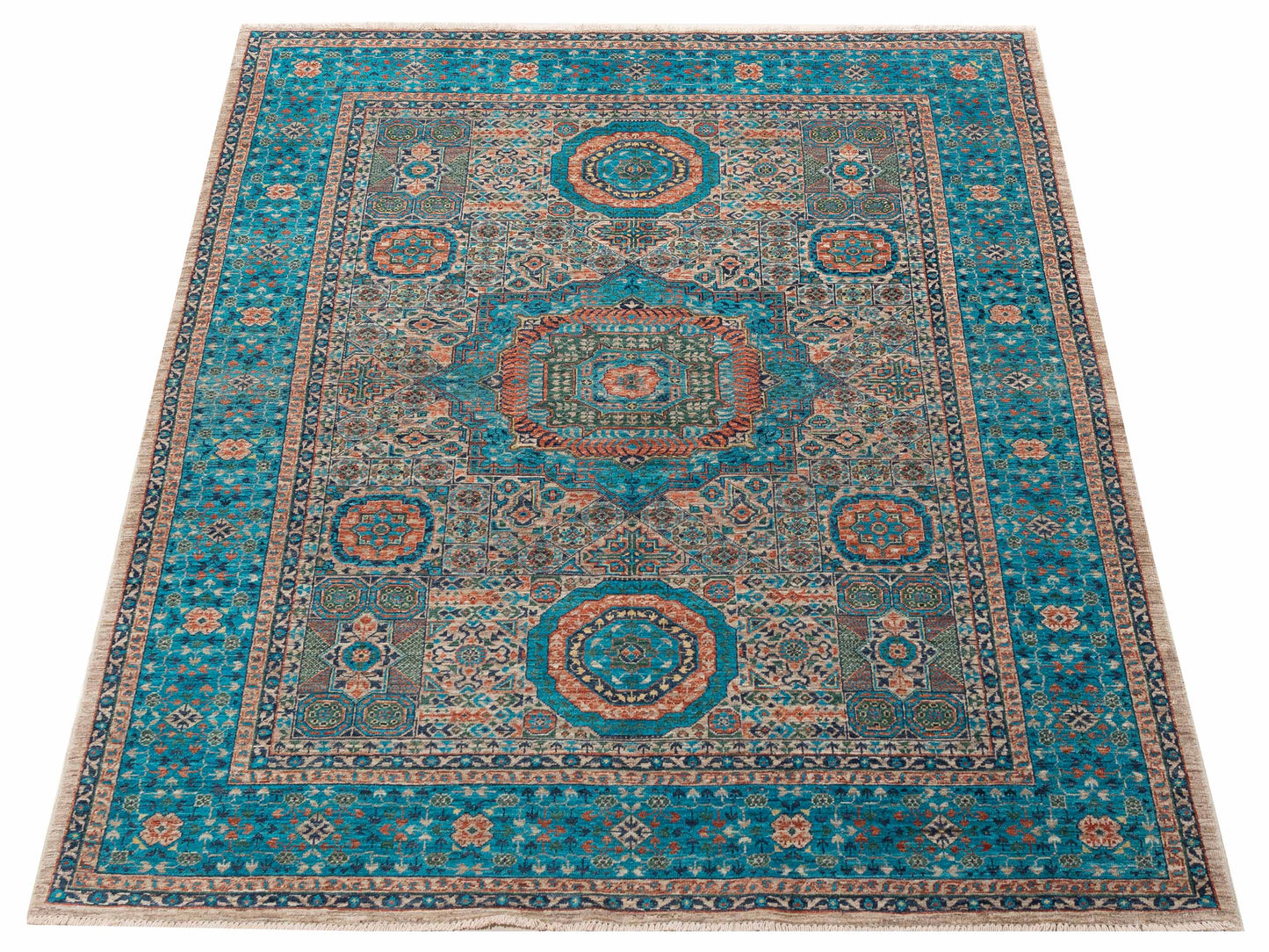 Artisan Mamluk 154650 Blue Blue 5.10x7.9 Hand Knotted Rug