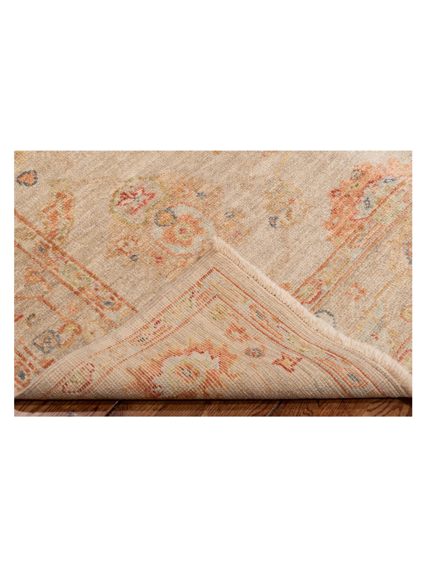 Angora Oushak 148261 Ivory Silver 4.11x6.6 Hand Knotted Rug