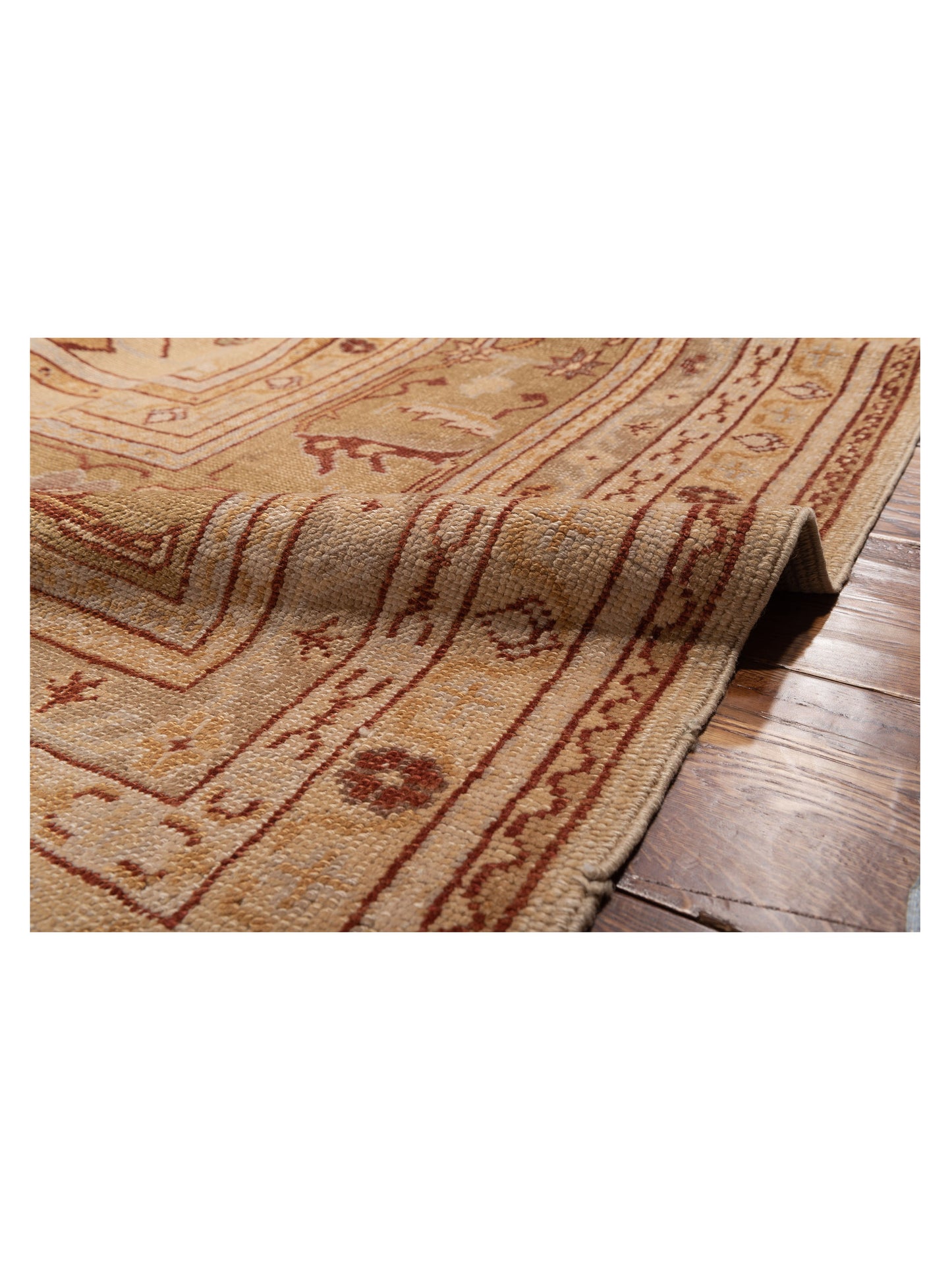 Angora Oushak 97437 Cream Gold 12.4x17.2 Hand Knotted Rug