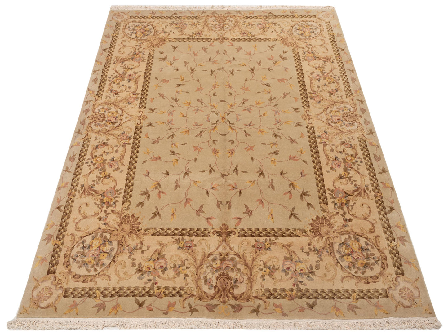 Magnolia 104078 Ivory Beige 7.9x9.8 Hand Knotted Rug
