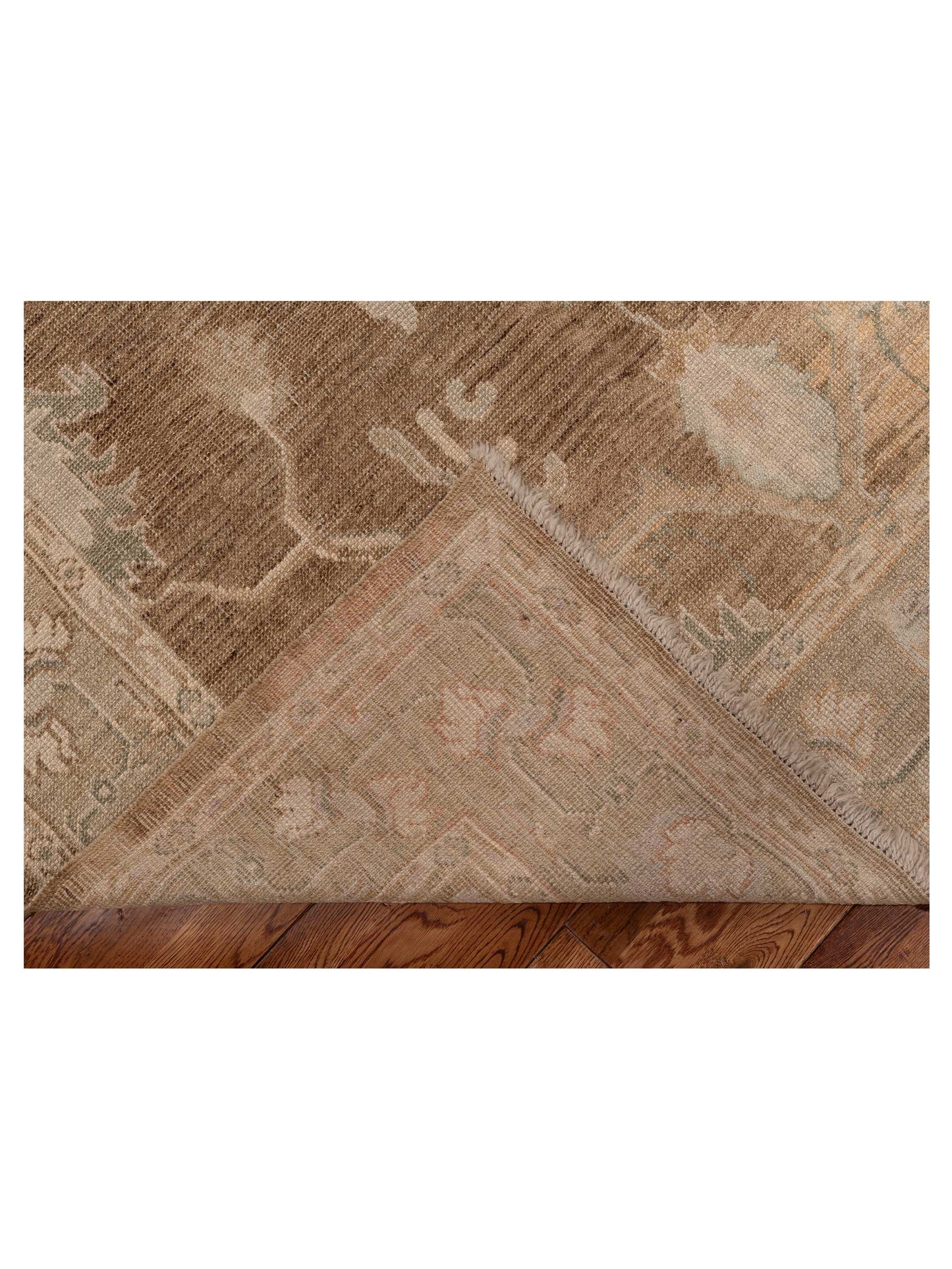 Angora Oushak 153541 Brown Green 6.3x11.4 Hand Knotted Rug