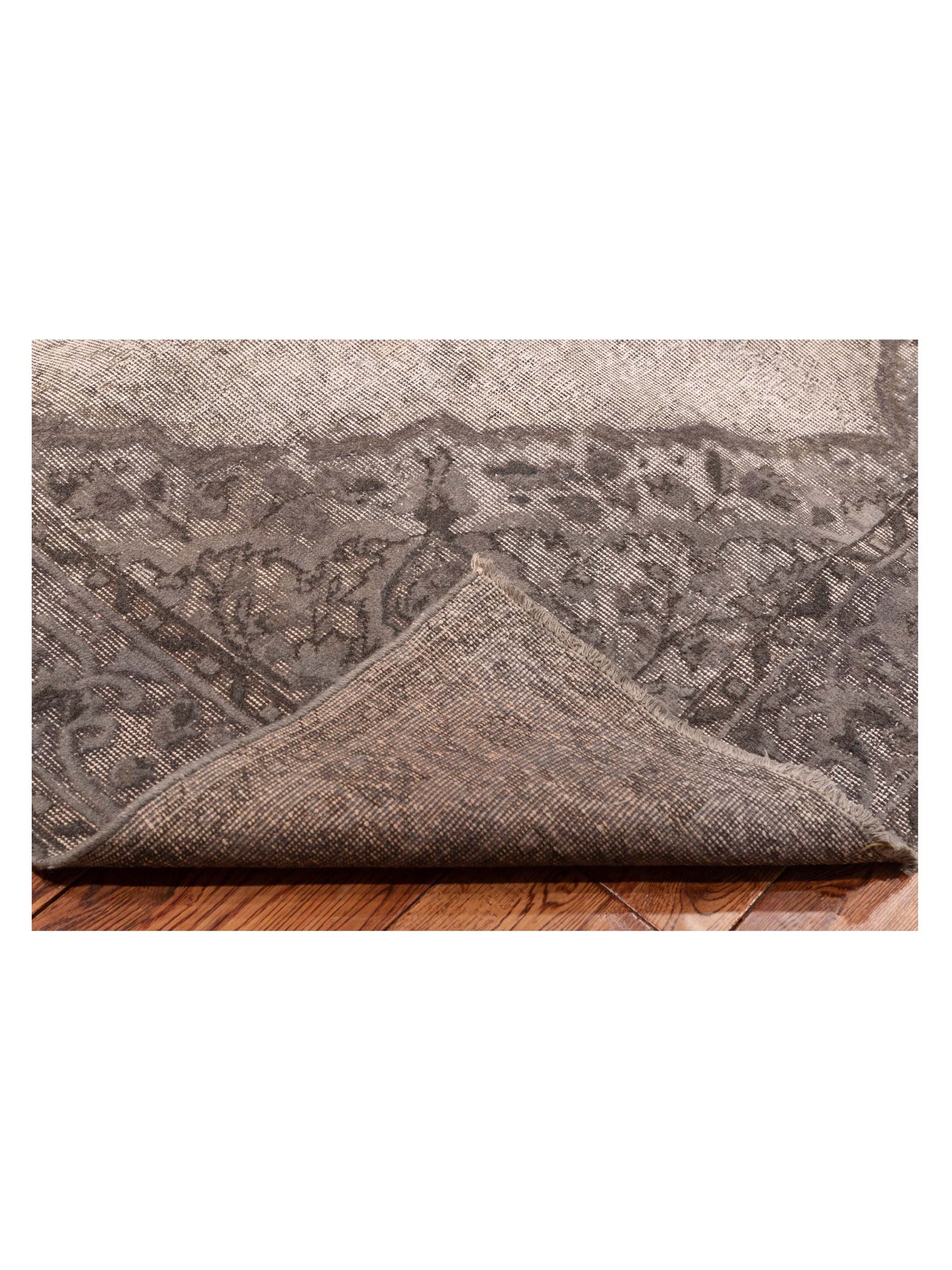 Vintage 121970 Gray 6.6x9.3 Hand Knotted Rug