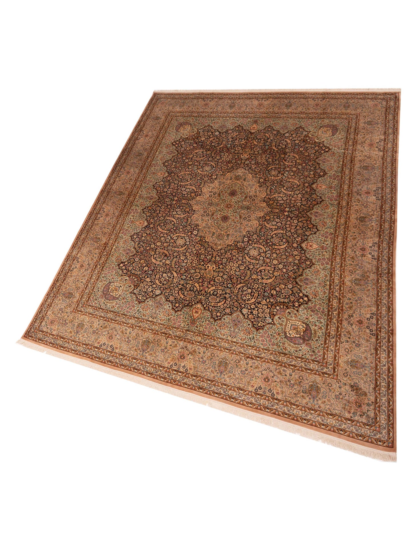 Pure Silk 113228 Black Camel 8.11x12.3 Hand Knotted Rug
