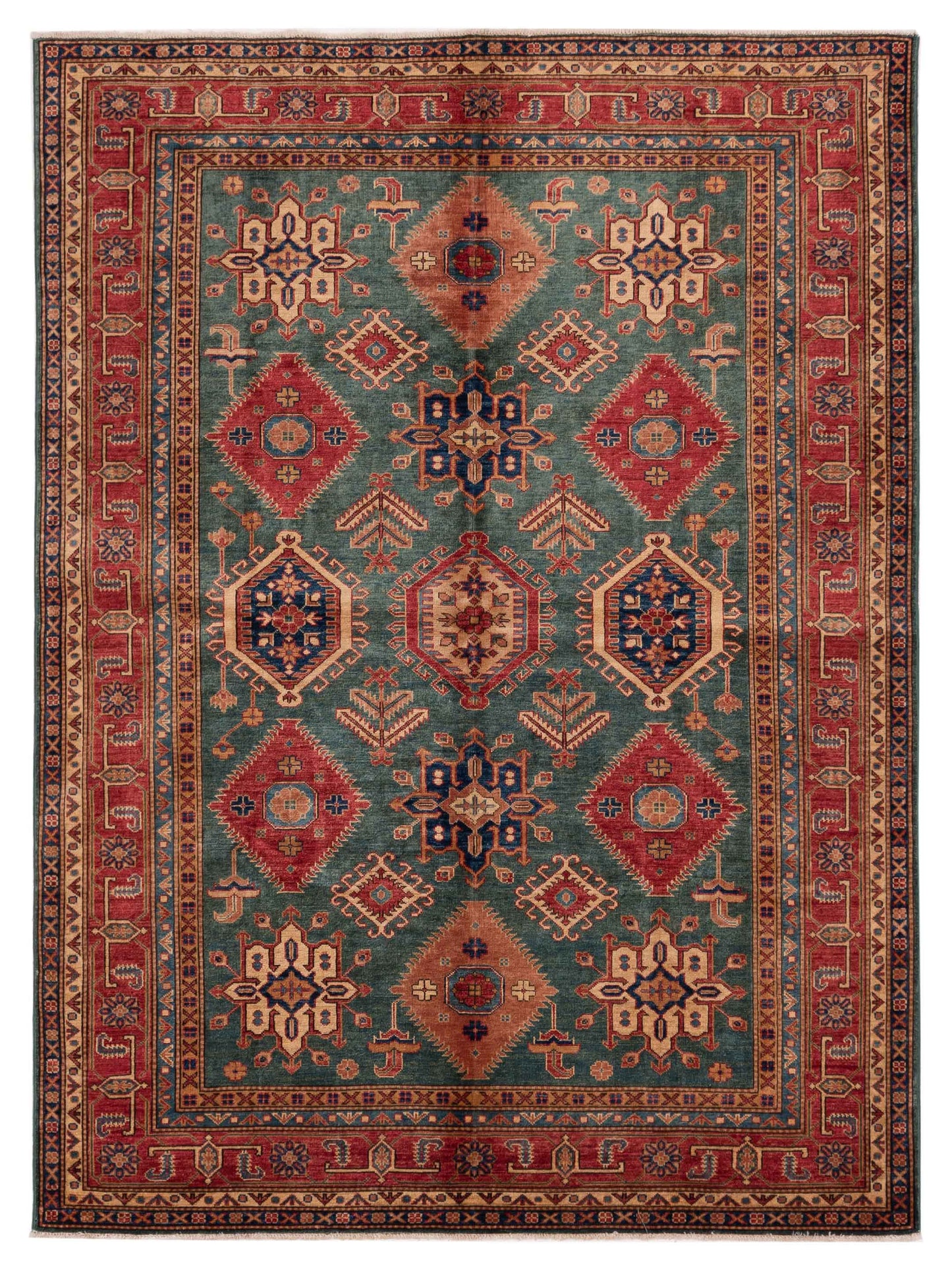 Nomad Super Kazak  Green Red Tribal