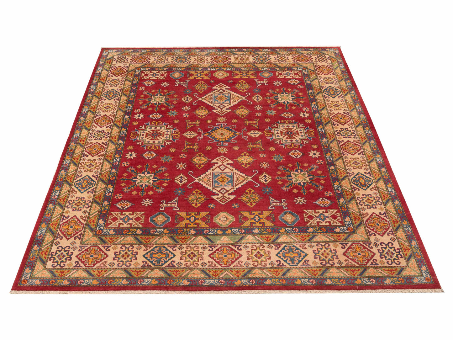 Kazak 151926 Red Ivory 8.2x9.10 Hand Knotted Rug