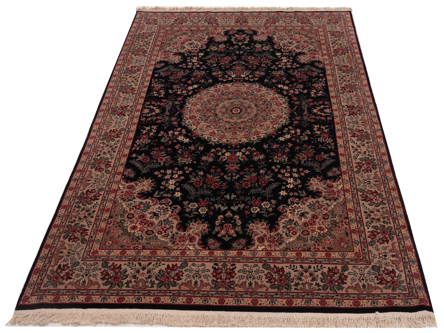 Magnolia Silk 111543 Black Beige 5.9x8.9 Hand Knotted Rug