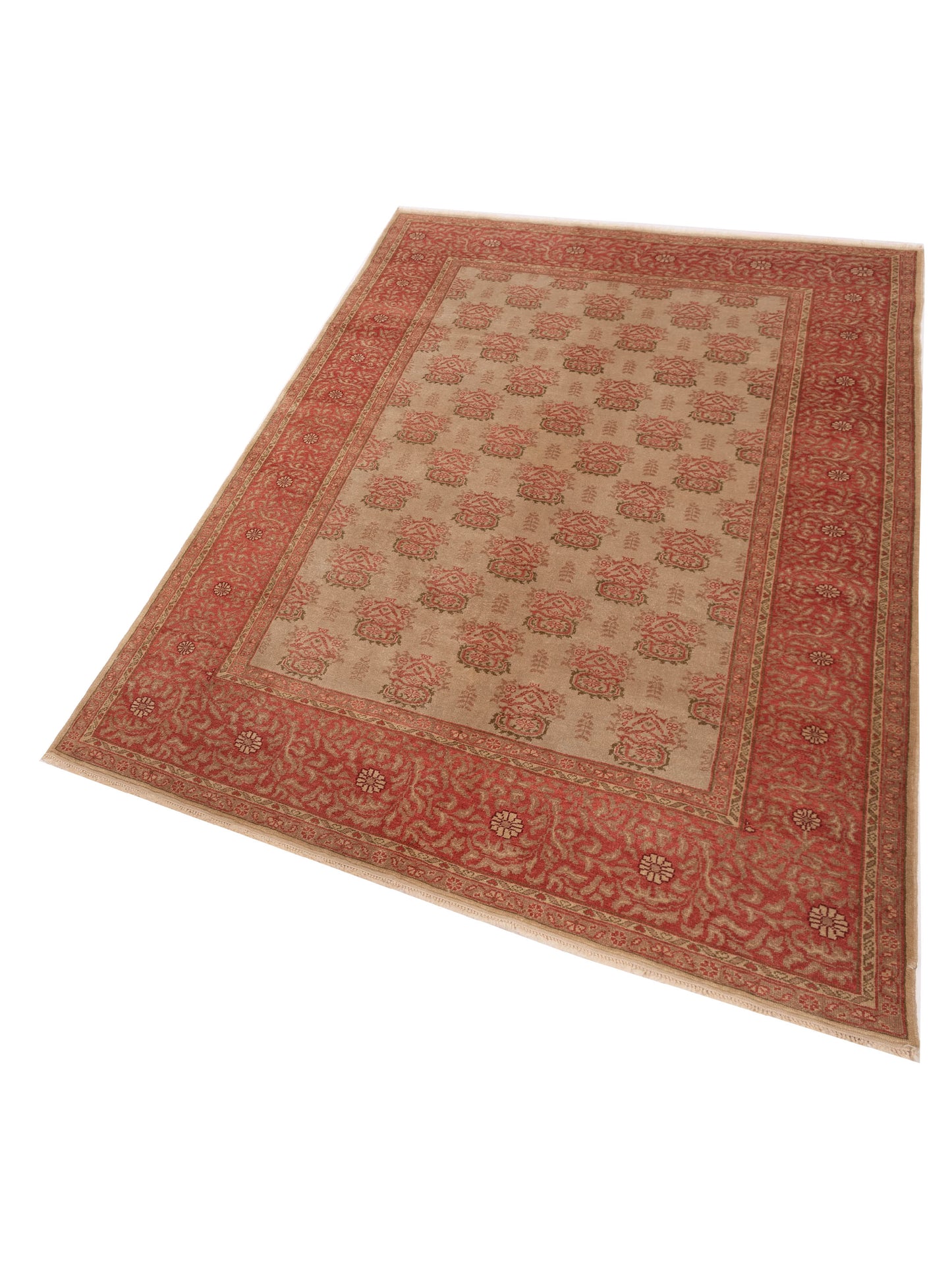 Antique Loom 147397 Ivory Pink 6.9x9.5 Hand Knotted Rug