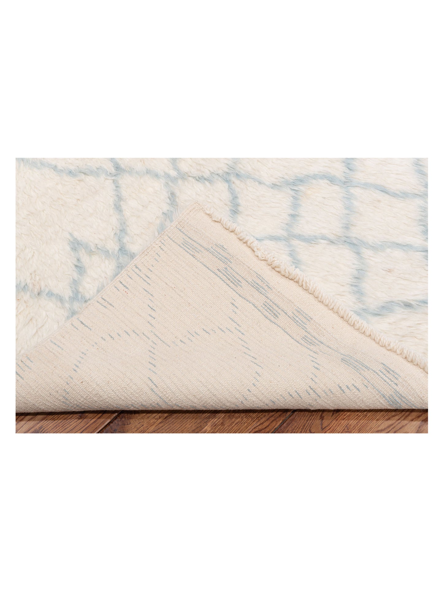 Berber Aspendos Ivory Light Blue 7.8x10 Hand Knotted Rug
