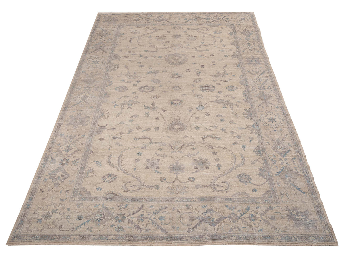 Angora Oushak 124273 Ivory Ivory 11.9x16.9 Hand Knotted Rug
