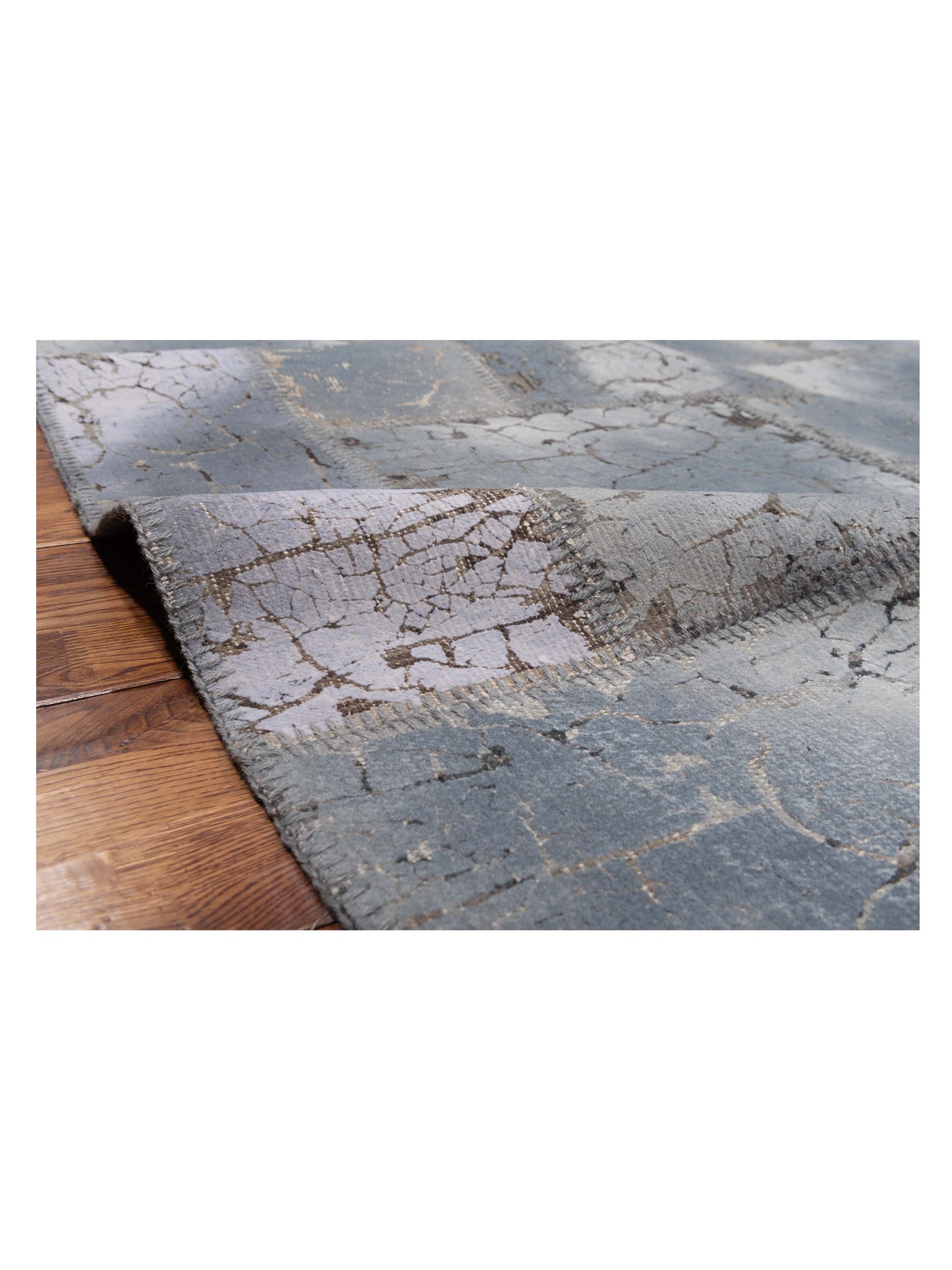 Turkish Vestige Patchwork 142785 Gray 8.3x9.10 Hand Knotted Rug