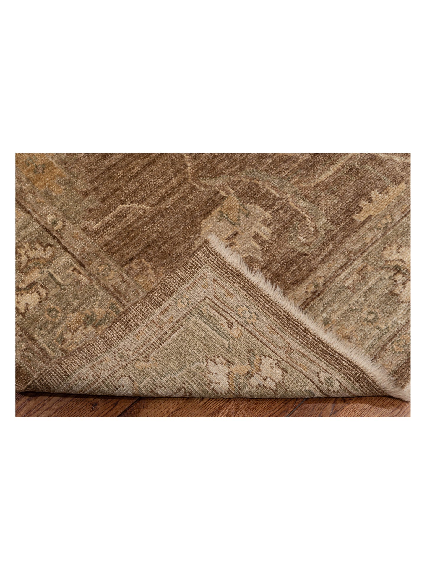 Angora Oushak 129149 Brown Green 6.3x10.8 Hand Knotted Rug