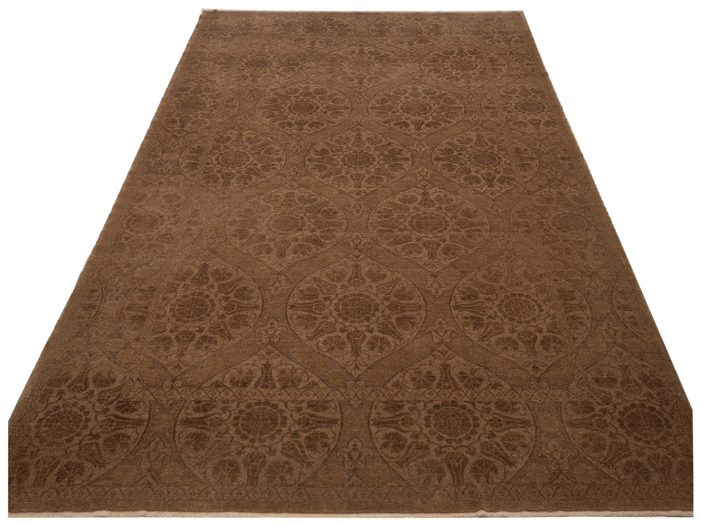 Defne Lotus Brown Dark Brown 10.6x13.8 Hand Knotted Rug