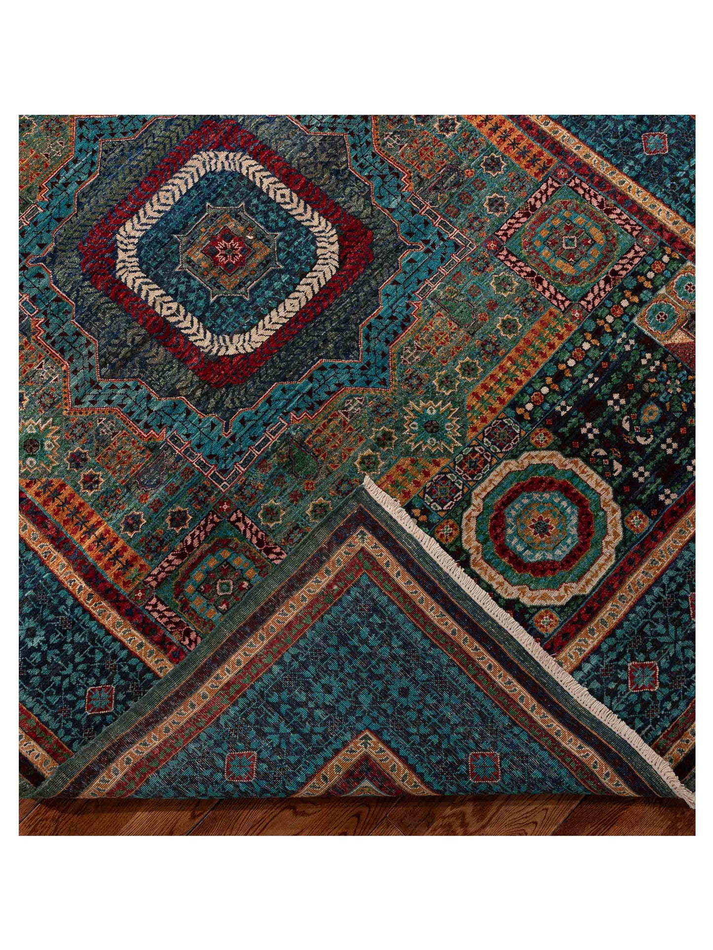 Artisan Mamluk 154635 Green Blue 5.9x7.11 Hand Knotted Rug