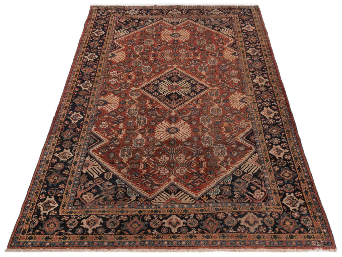 Persian 118738 Red Navy 7.6x11.2 Hand Knotted Rug