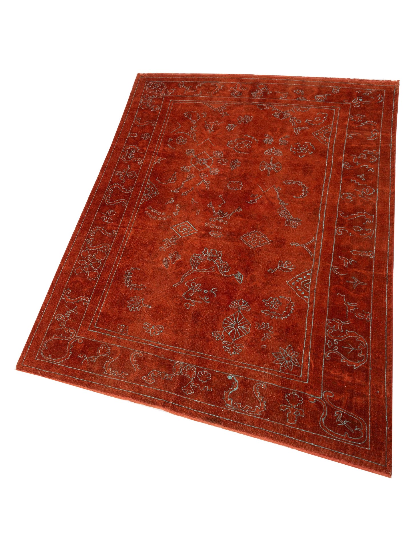 Vintage 78305 Orange 7.8x10.10 Hand Knotted Rug