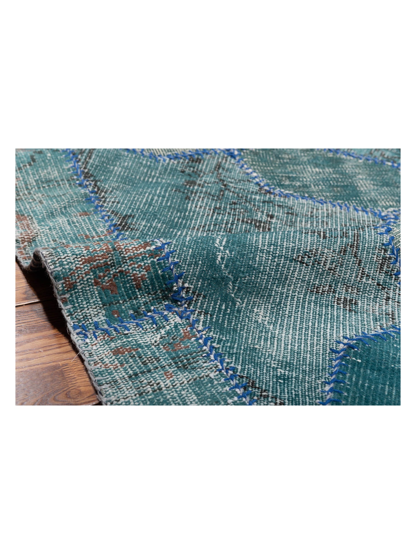 Turkish Vestige Patchwork 108880 Blue 10.10x15.9 Hand Knotted Rug