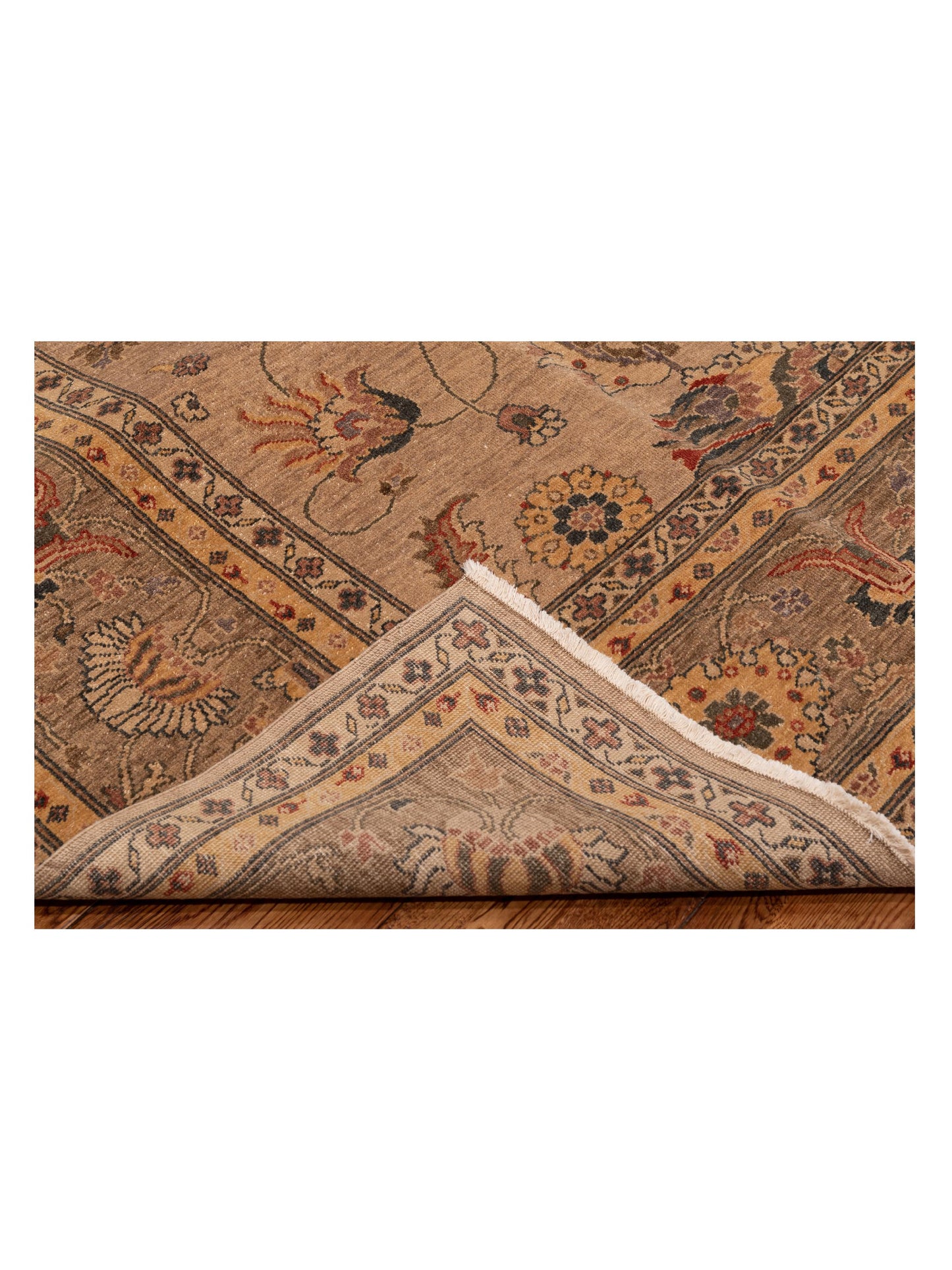Turkish Elvan 77025 Taupe Silver 9.2x11.4 Hand Knotted Rug