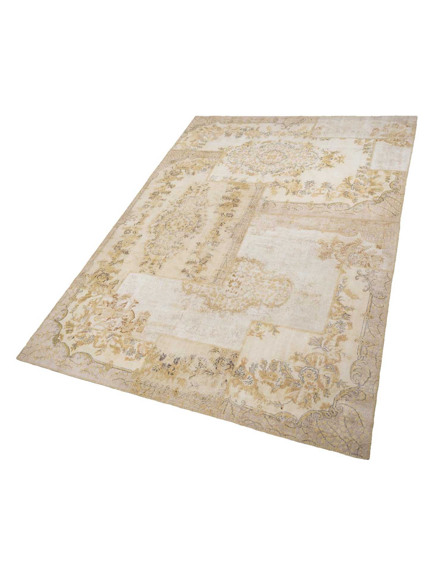Turkish Vestige Patchwork 146035 Light Green 10.1x13.11 Hand Knotted Rug