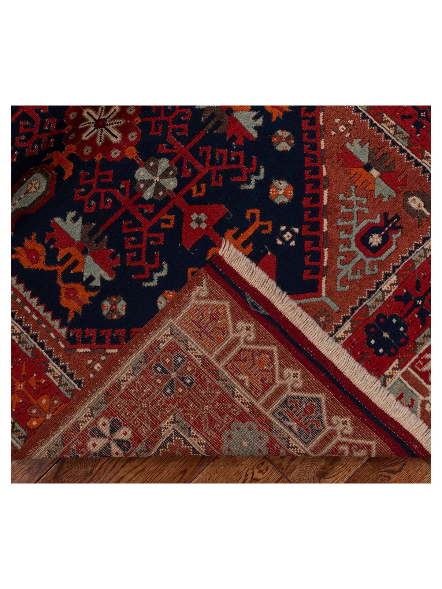 Turkish Shirwan 129694 Navy Red 3.10x5.10 Hand Knotted Rug
