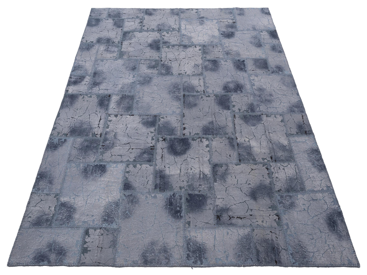 Turkish Vestige Patchwork 142792 Dark Gray 8.3x9.9 Hand Knotted Rug