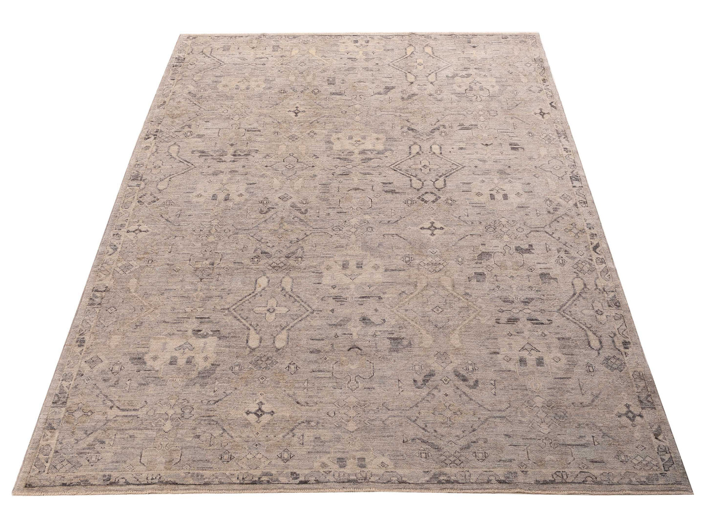 Angora Oushak 156044 Gray Gray 8.11x12.8 Hand Knotted Rug